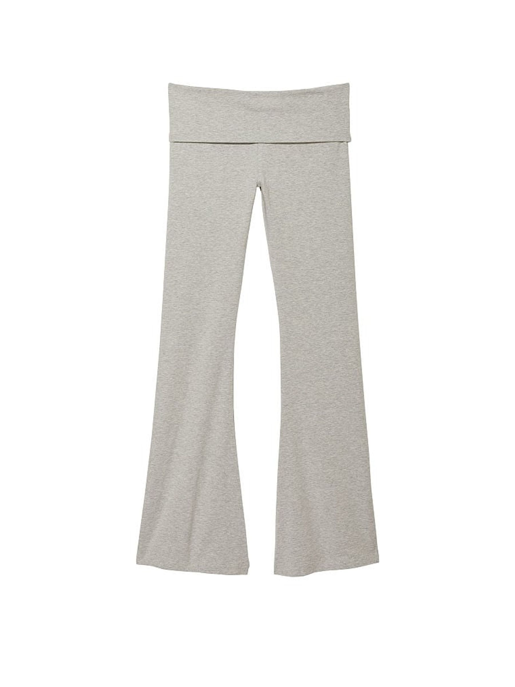 Heather Charcoal Grey Cotton Foldover Flare Legging - Image 3 of 3