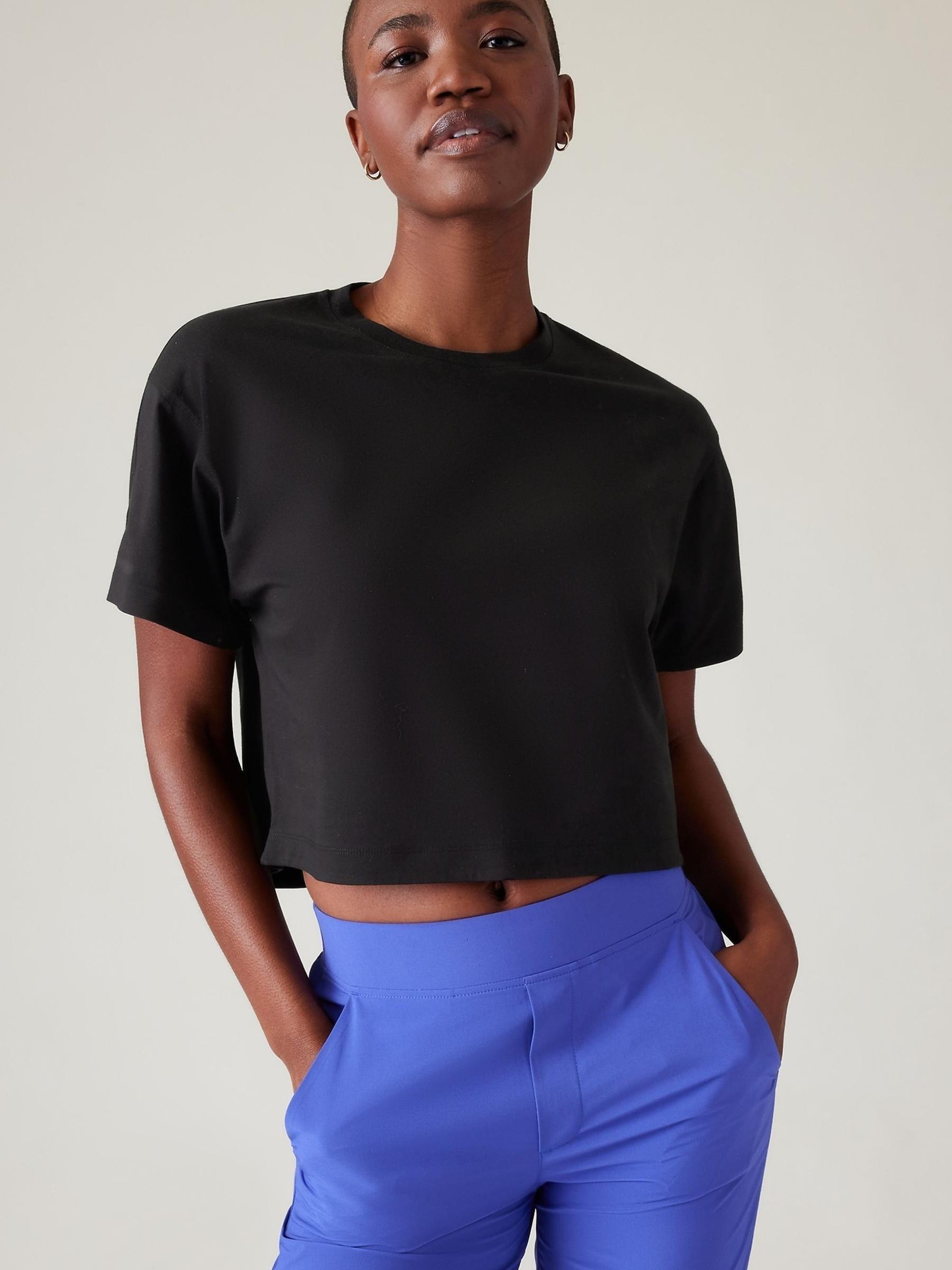 Athleta Black Effortless Crop T-Shirt - Image 1 of 4