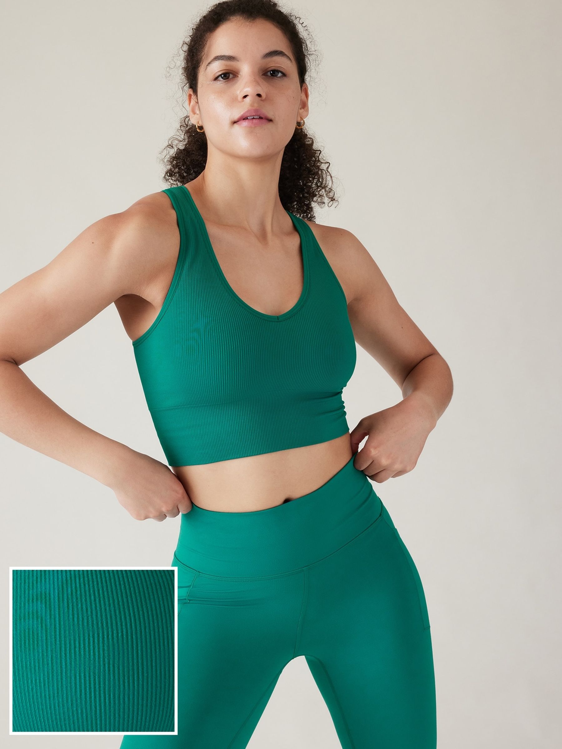 Athleta Green Aurora Seamless Crop Rib Tank - Image 1 of 6