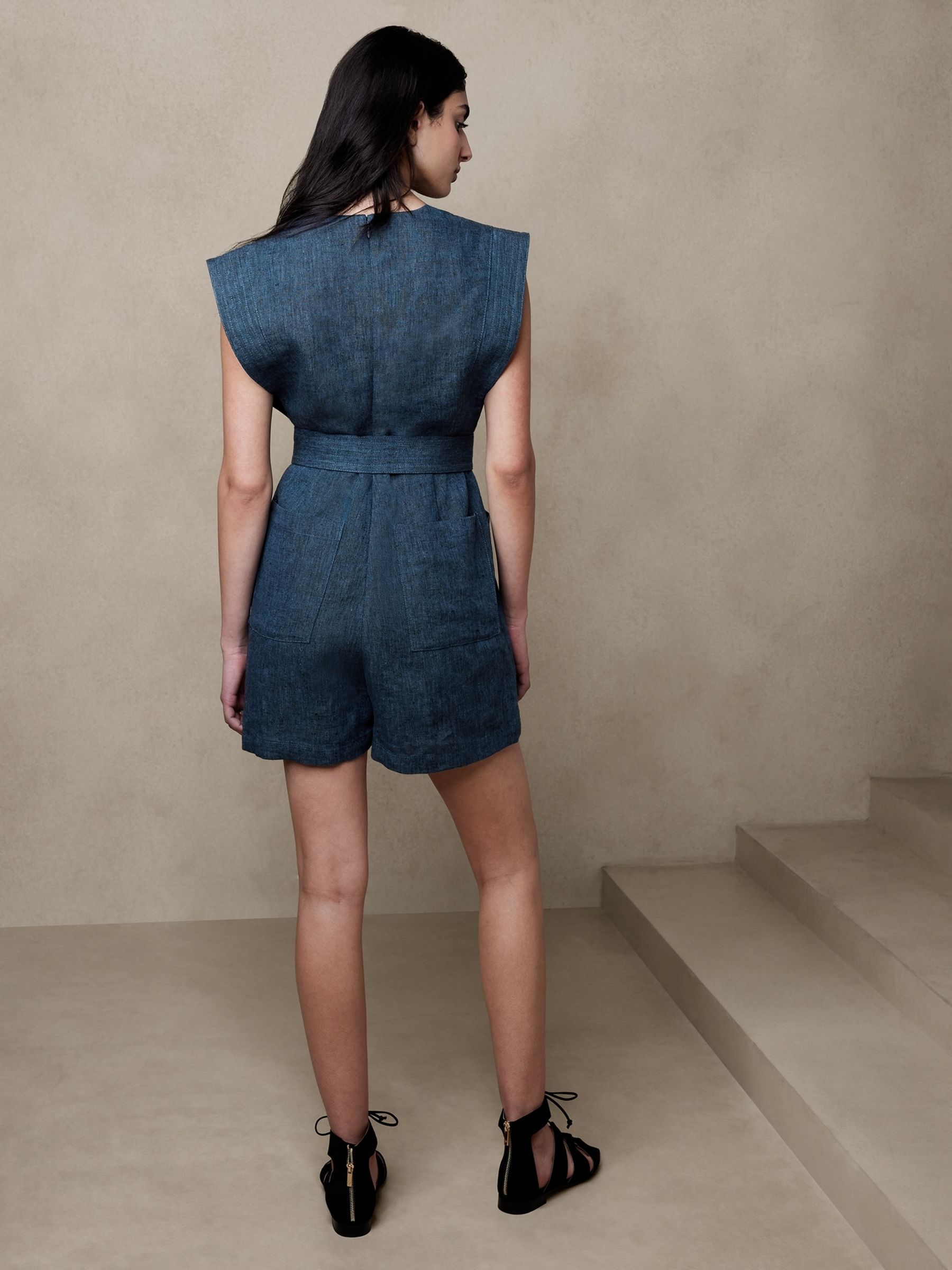 Banana Republic Blue Maxine Linen Playsuit - Image 2 of 4