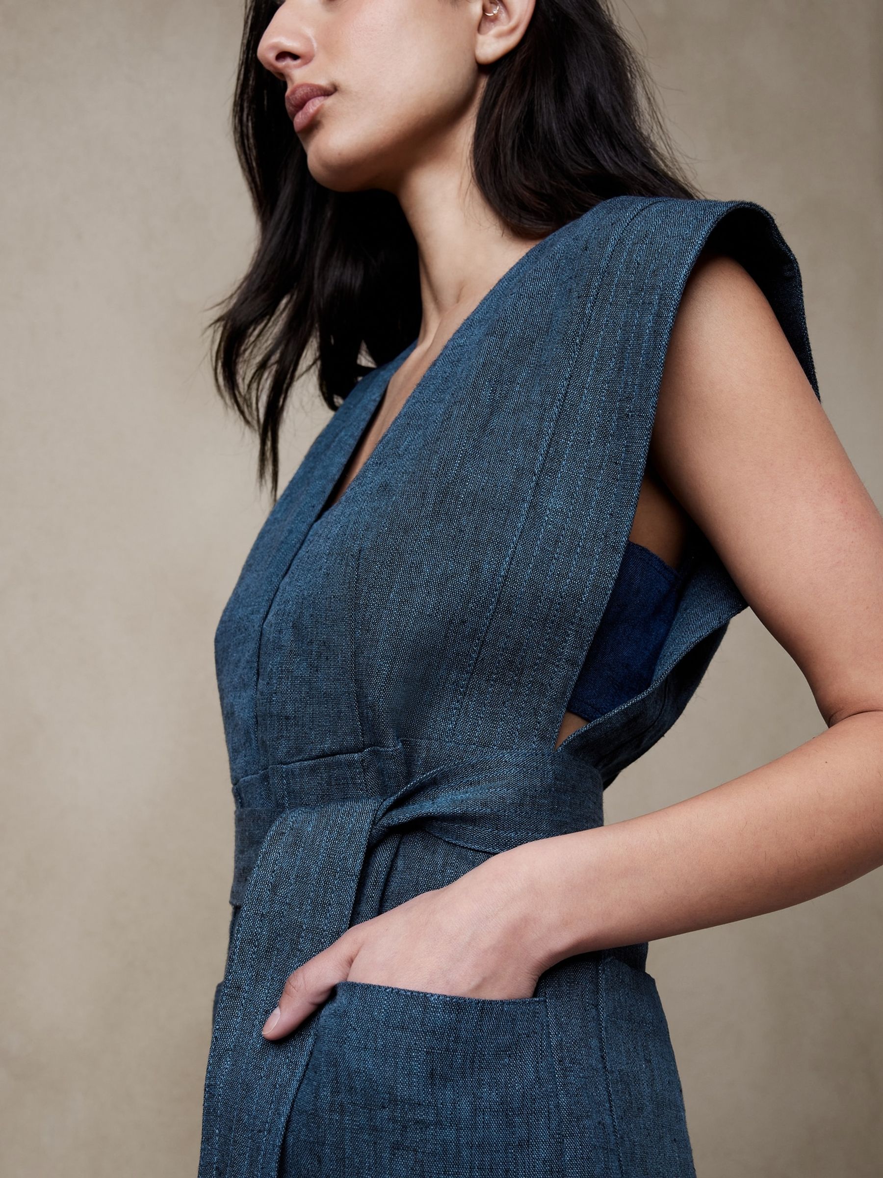 Banana Republic Blue Maxine Linen Playsuit - Image 3 of 4
