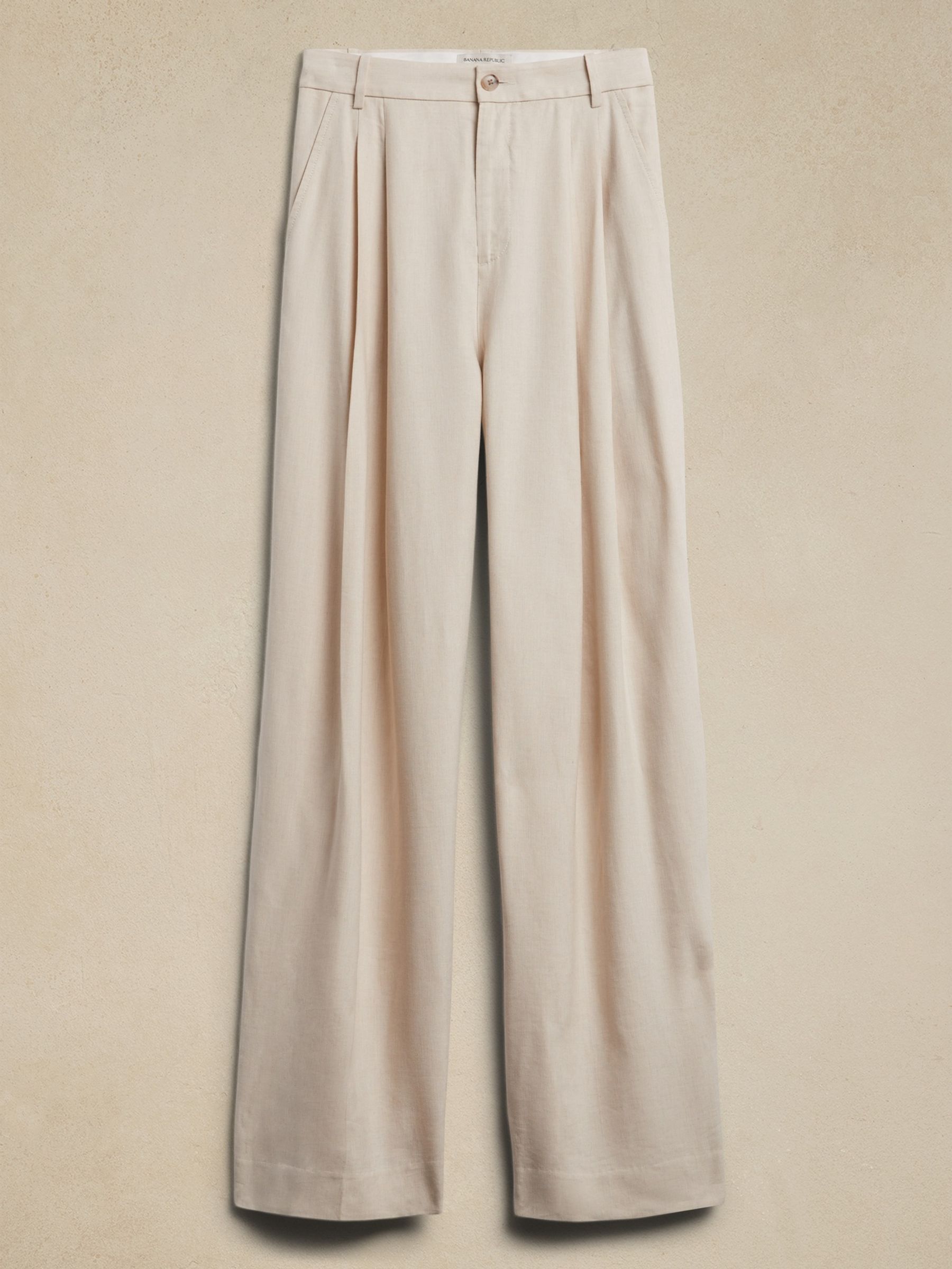 Banana Republic Cream Lena Wide-Leg Linen-Blend Trousers | Gap
