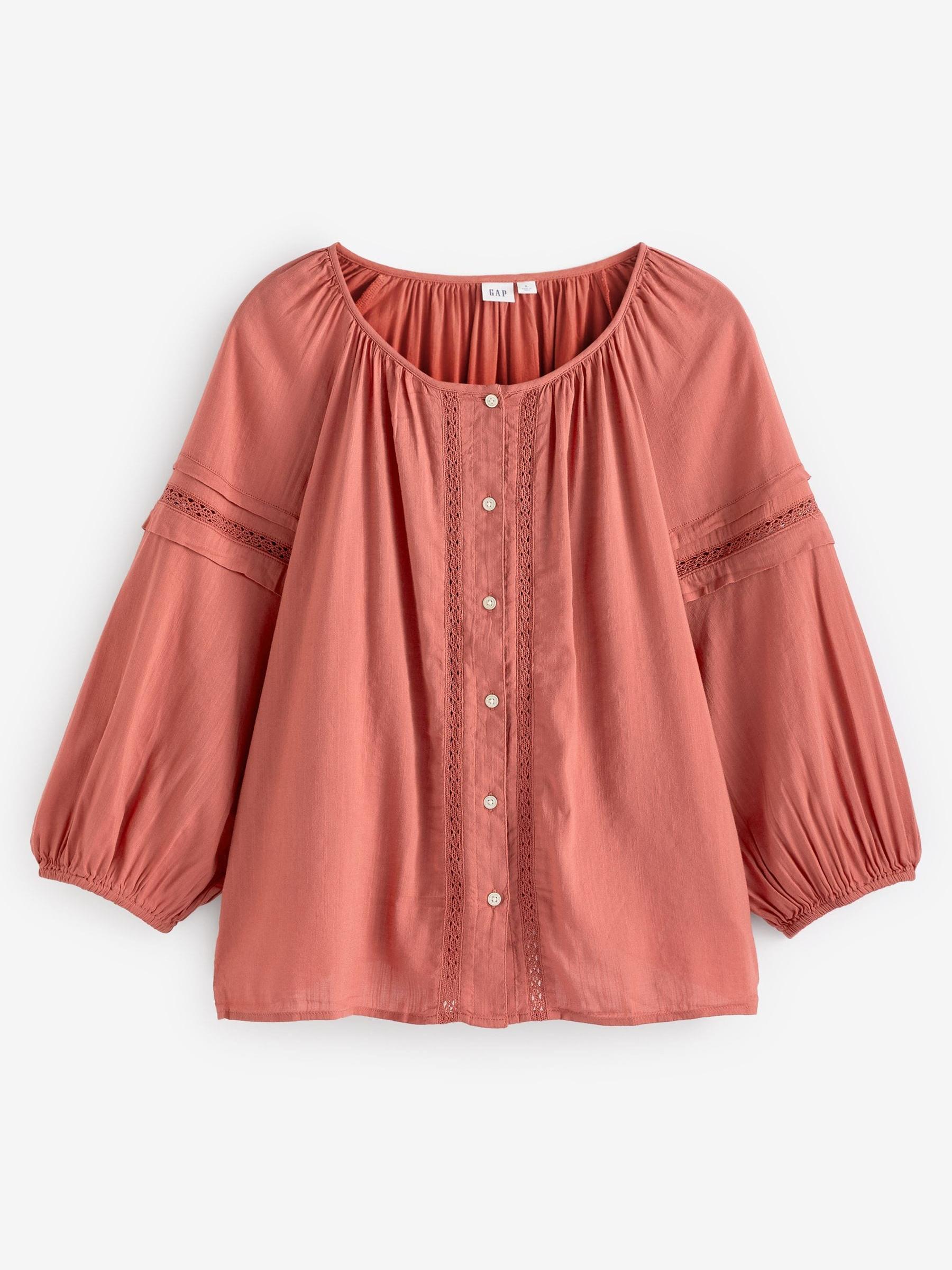 Red Puff Long Sleeve Crewneck Top - Image 1 of 3