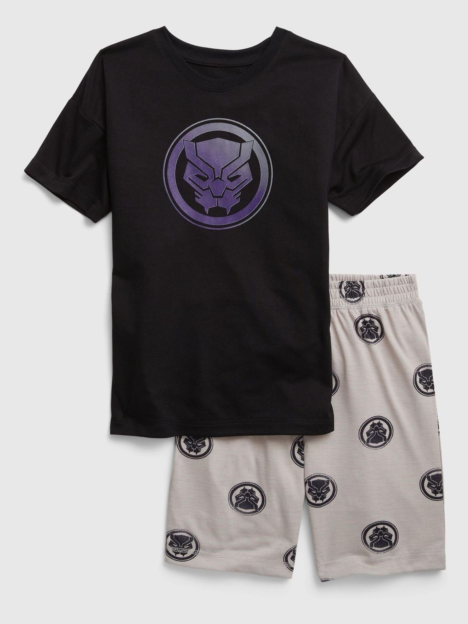 Black Marvel Black Panther Pyjama Shorts Set - Image 1 of 1