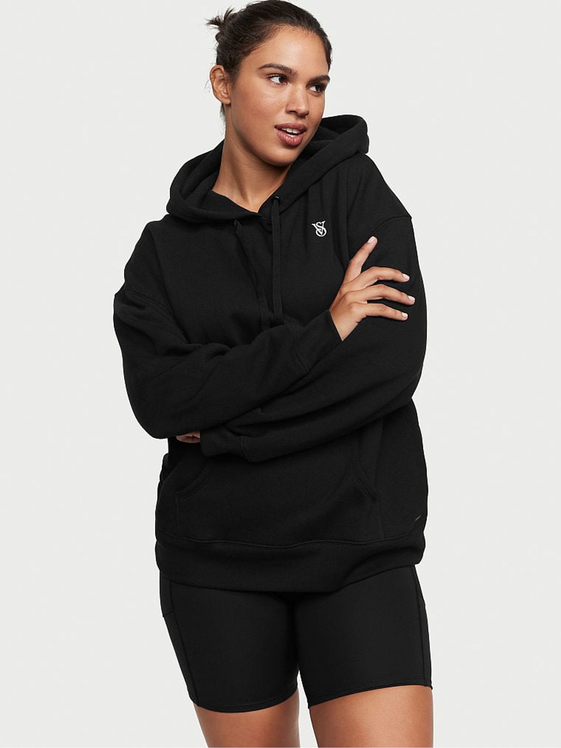 Pure Black Graphic Dahlia Hoodie - Image 1 of 4