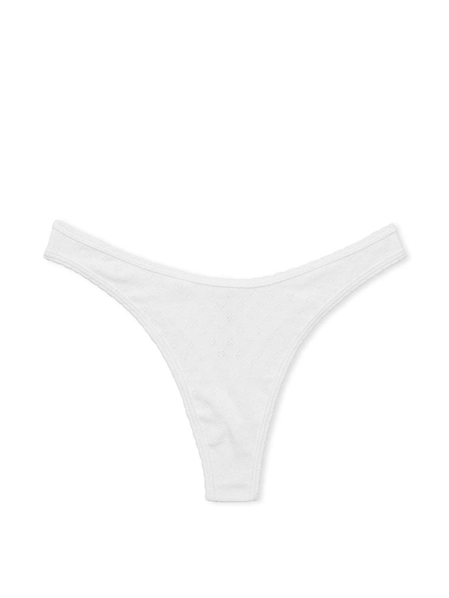 Optic White Pointelle Cotton Thong Knickers - Image 3 of 3 Optic White Pointelle Cotton Thong Knickers - Image 3 of 3