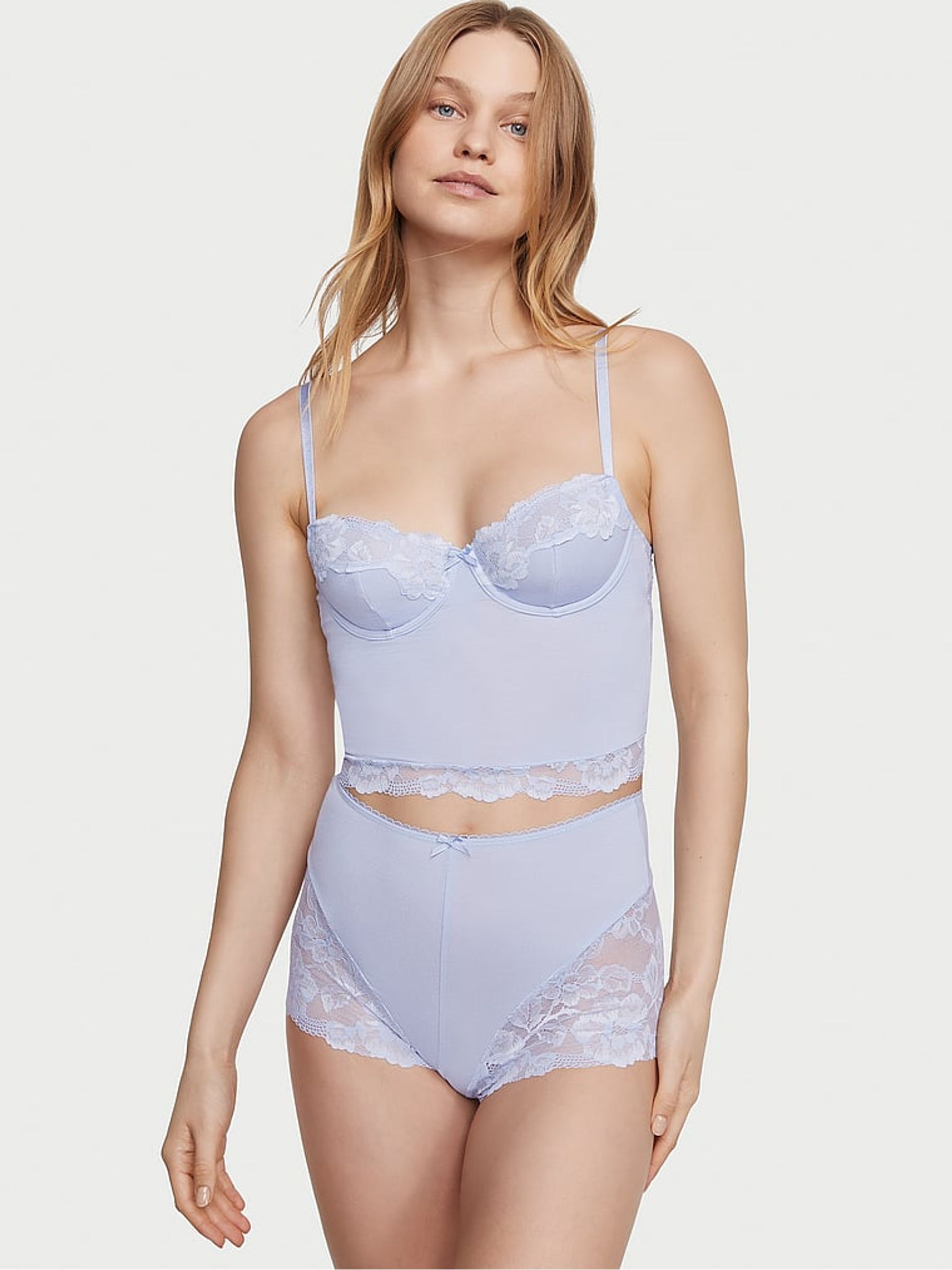 Blue Crescent Cupped Modal Cami and Knicker Set - Image 1 of 3