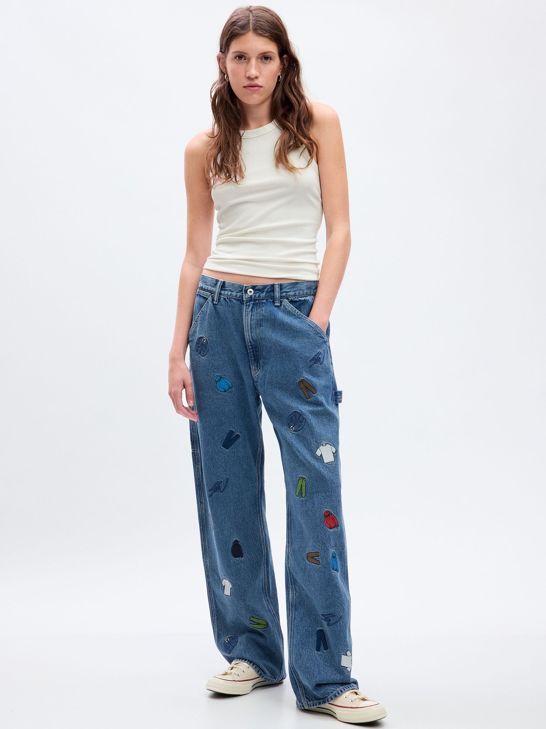 Blue Unisex Sean Wotherspoon Washwell Embroidered Denim Carpenter Jeans - Image 3 of 4