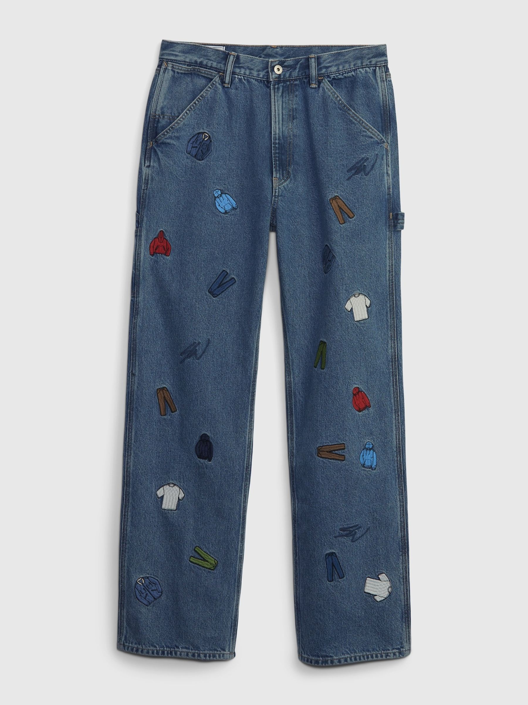 Blue Unisex Sean Wotherspoon Washwell Embroidered Denim Carpenter Jeans - Image 4 of 4