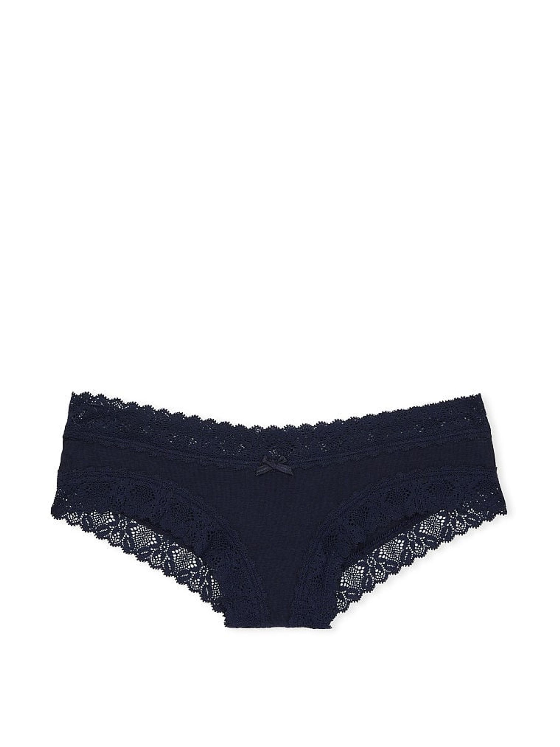 Noir Navy Blue Cheeky Lace Waist Knickers - Image 3 of 3
