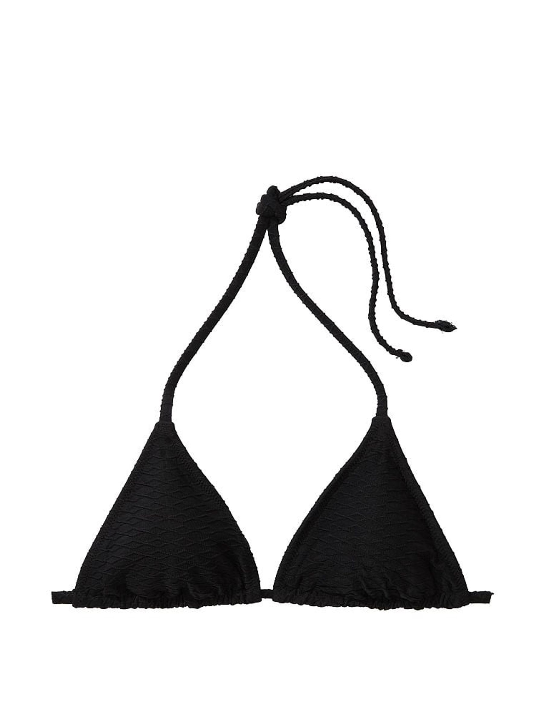 Black Fishnet Triangle Swim Bikini Top - Image 3 of 3