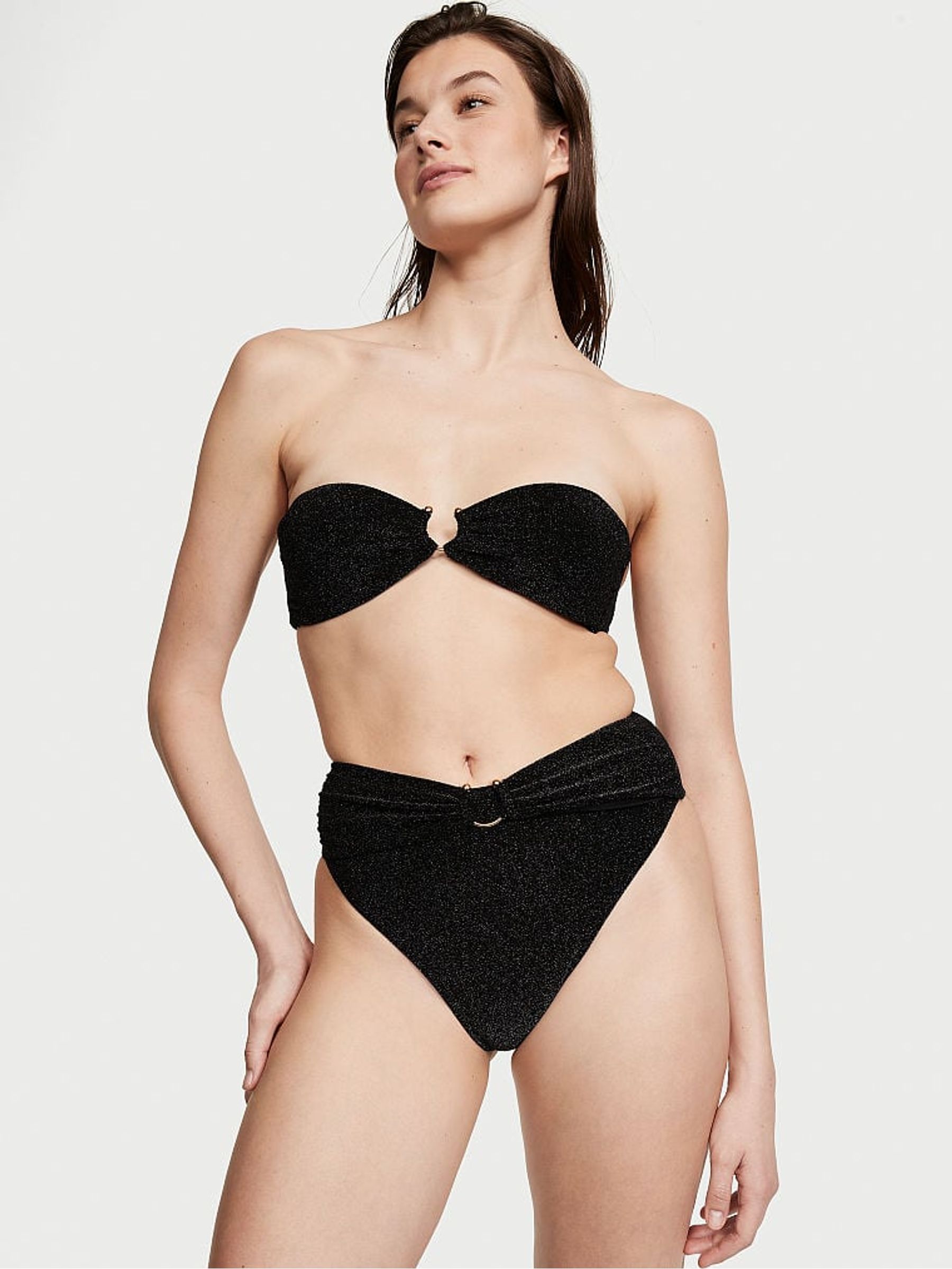 Nero Black Strapless Shimmer Swim Bikini Top - Image 1 of 3