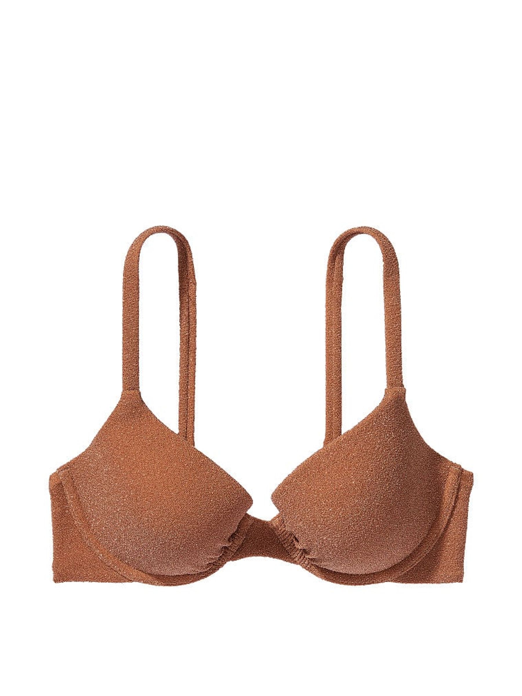 Toasted Sugar Brown Push Up Shimmer Swim Bikini Top - Image 3 of 4