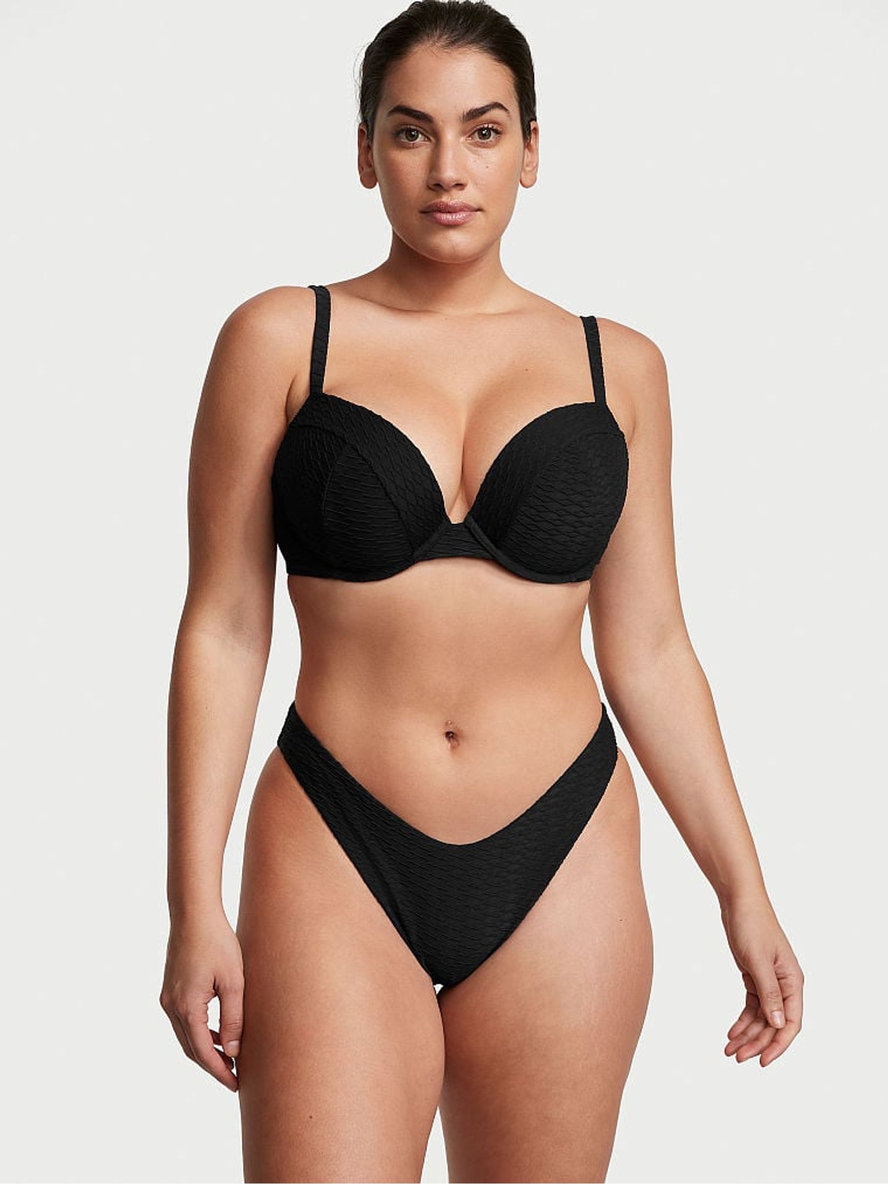 Black Fishnet Brazilian Swim Bikini Bottom - Image 1 of 3