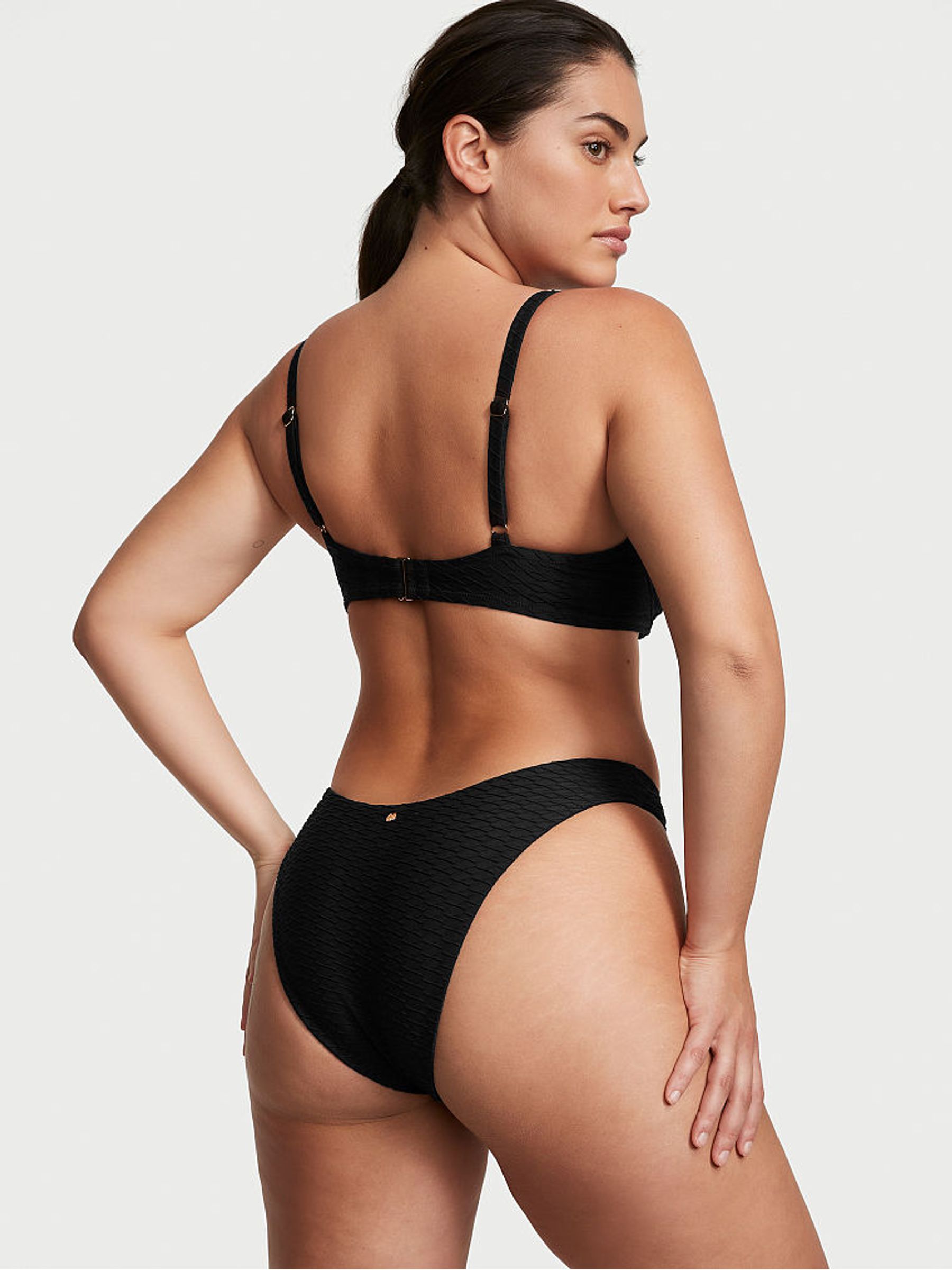 Black Fishnet Brazilian Swim Bikini Bottom - Image 2 of 3