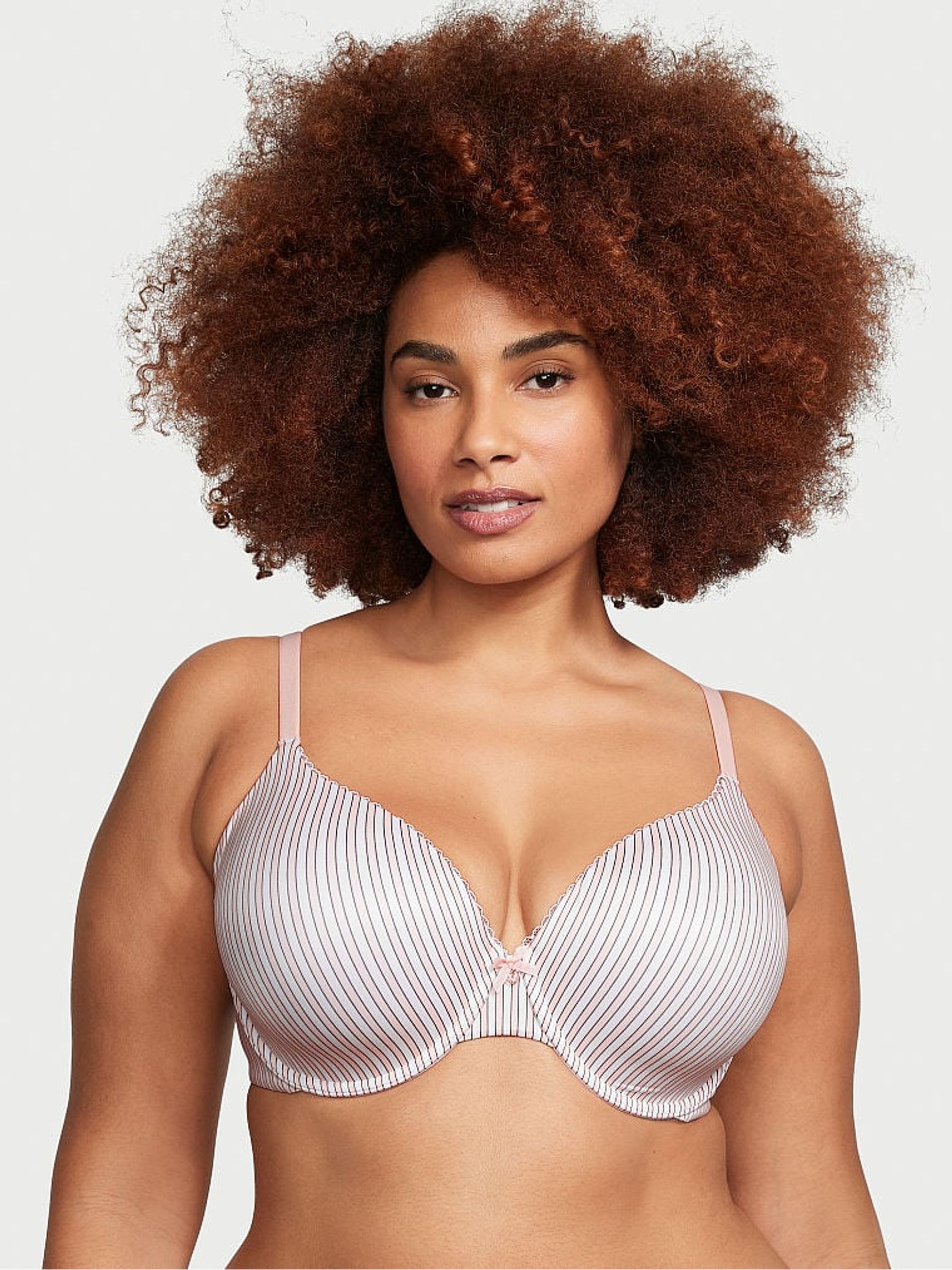 Simple Stripe Pink Lightly Lined Full Cup Bra - Image 1 of 3