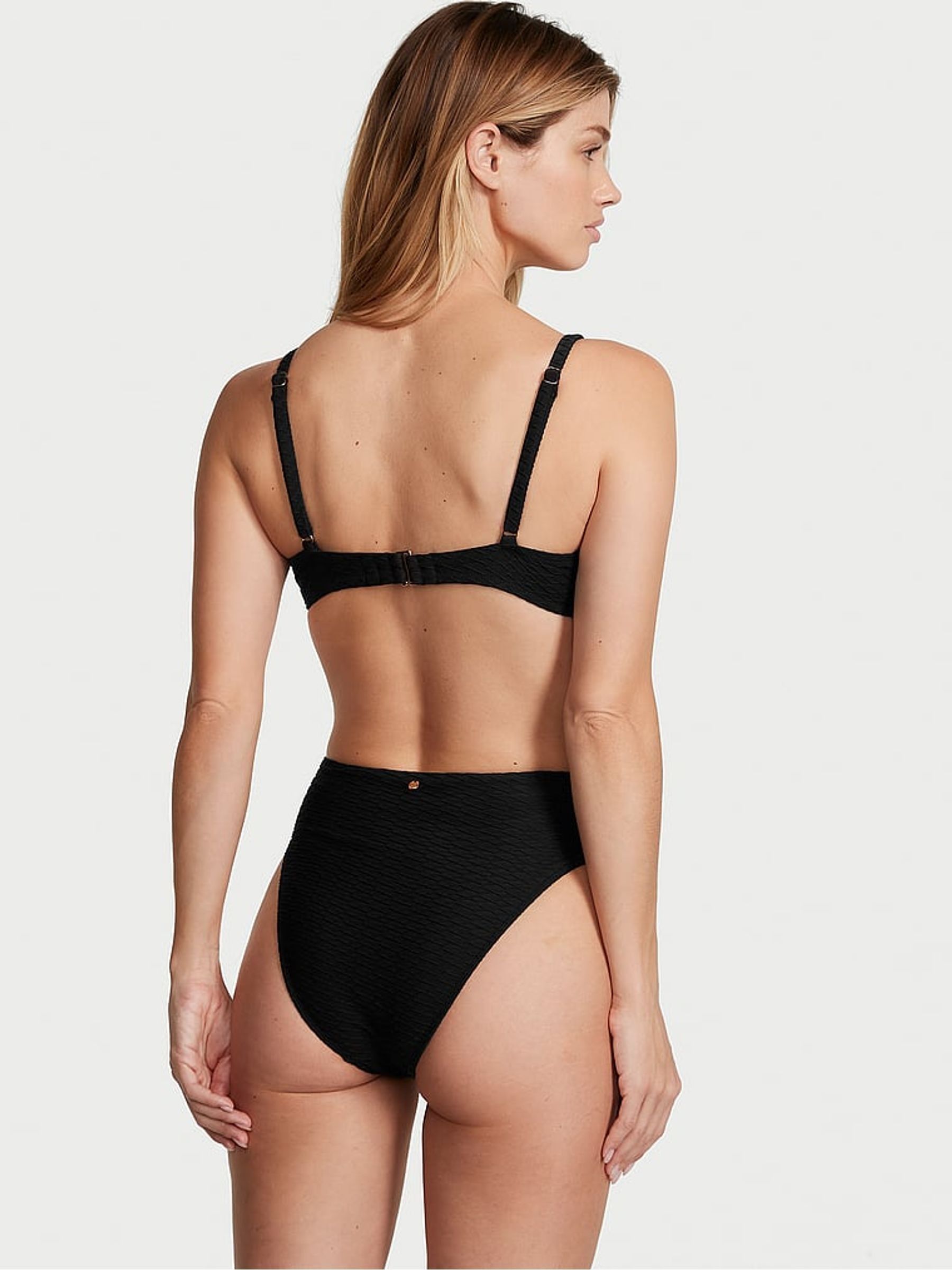 Black Fishnet High Leg Swim Bikini Bottom - Image 2 of 4