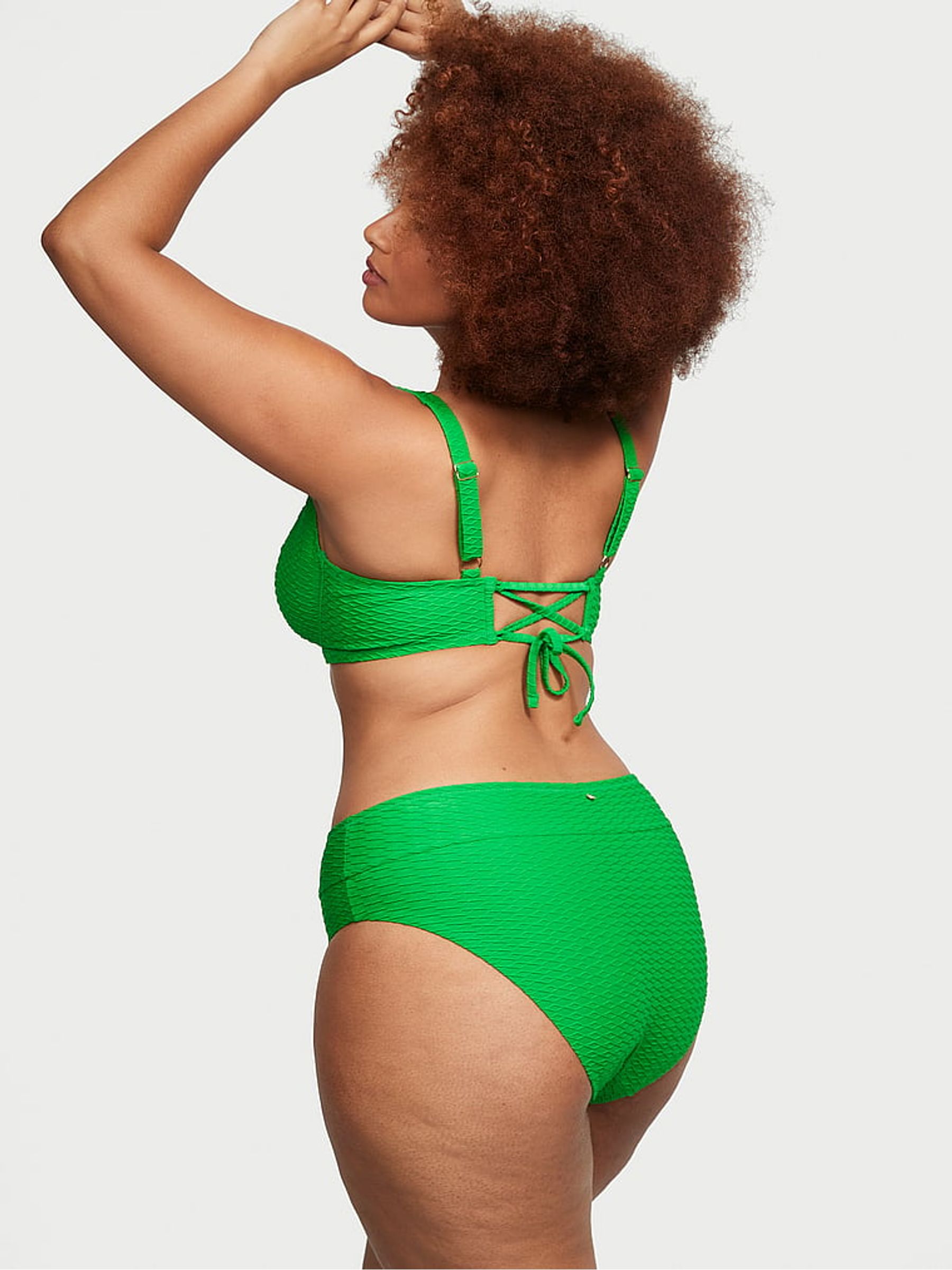 Green Fishnet Balcony Swim Bikini Top - Image 2 of 3