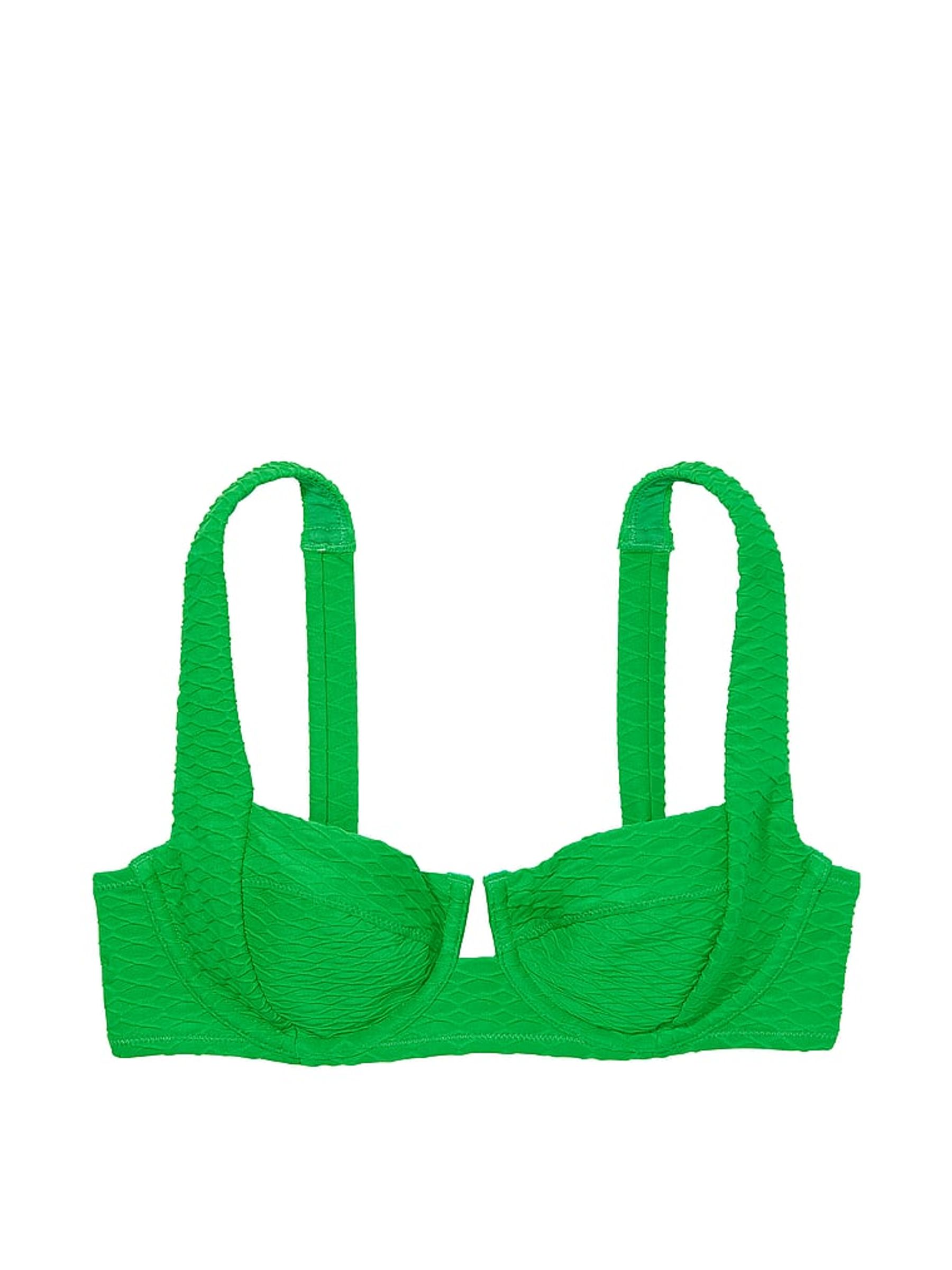 Green Fishnet Balcony Swim Bikini Top - Image 3 of 3
