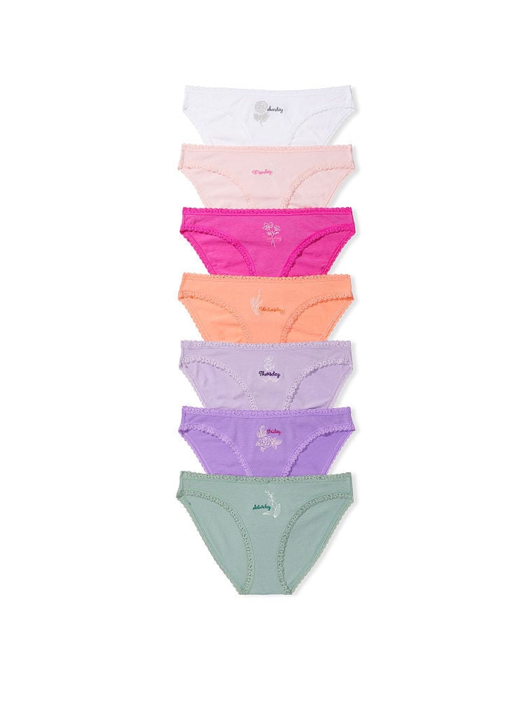 White/Pink/Orange/Purple/Green 7 Pack Knickers - Image 1 of 1