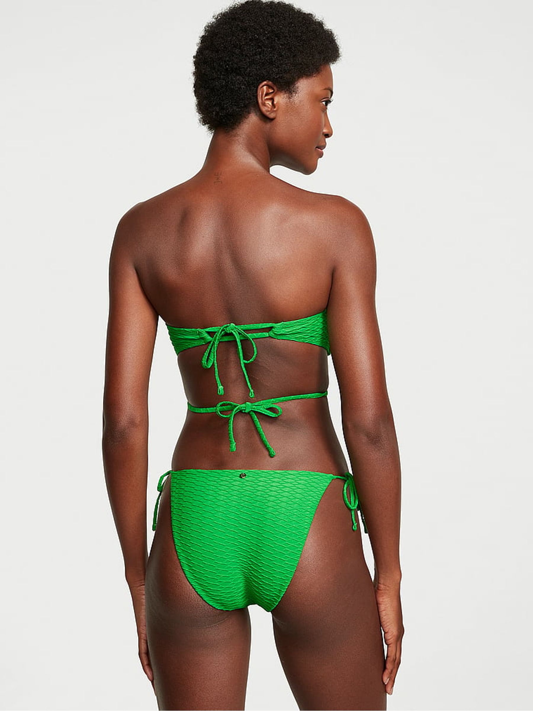 Green Fishnet Cross Over Swim Bikini Top - Image 2 of 3