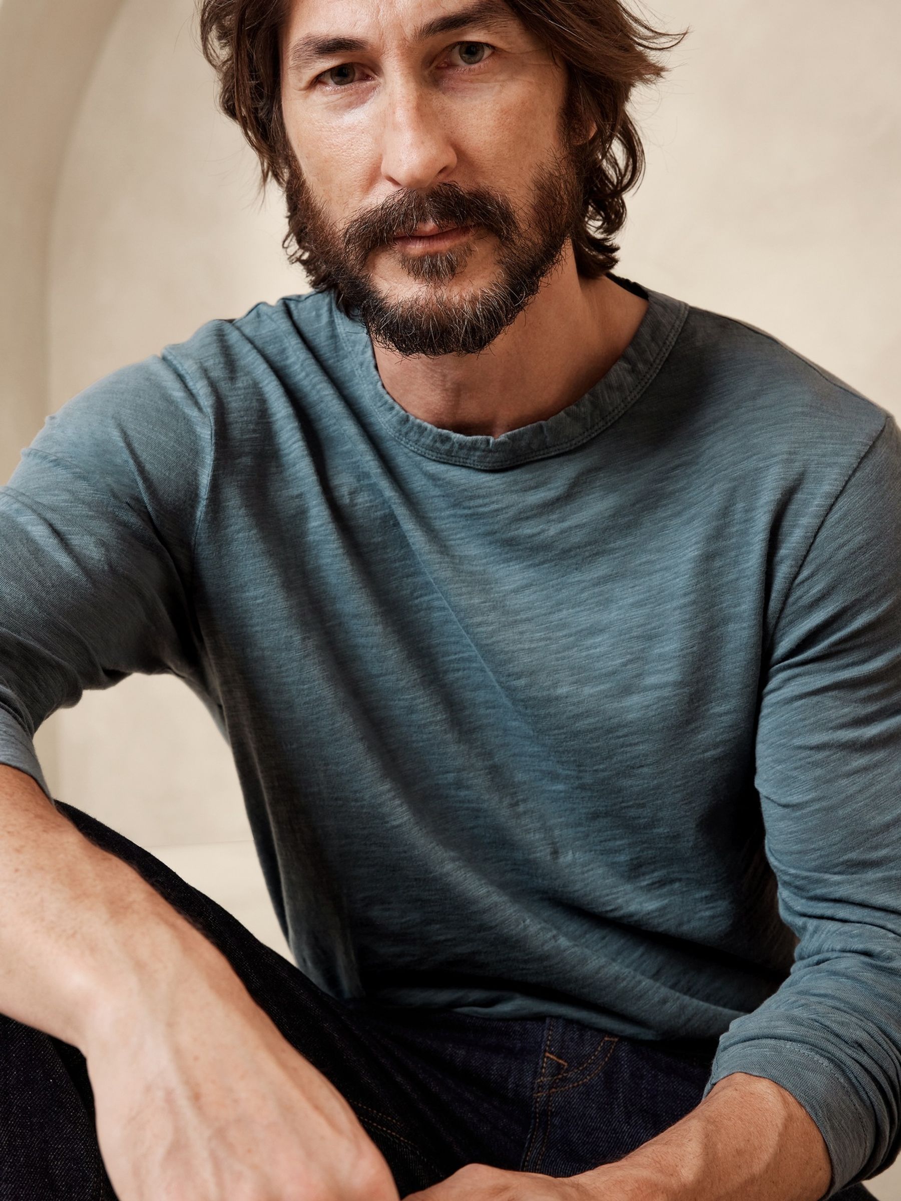 Banana Republic Blue Soft Wash Long Sleeve T-Shirt - Image 2 of 4