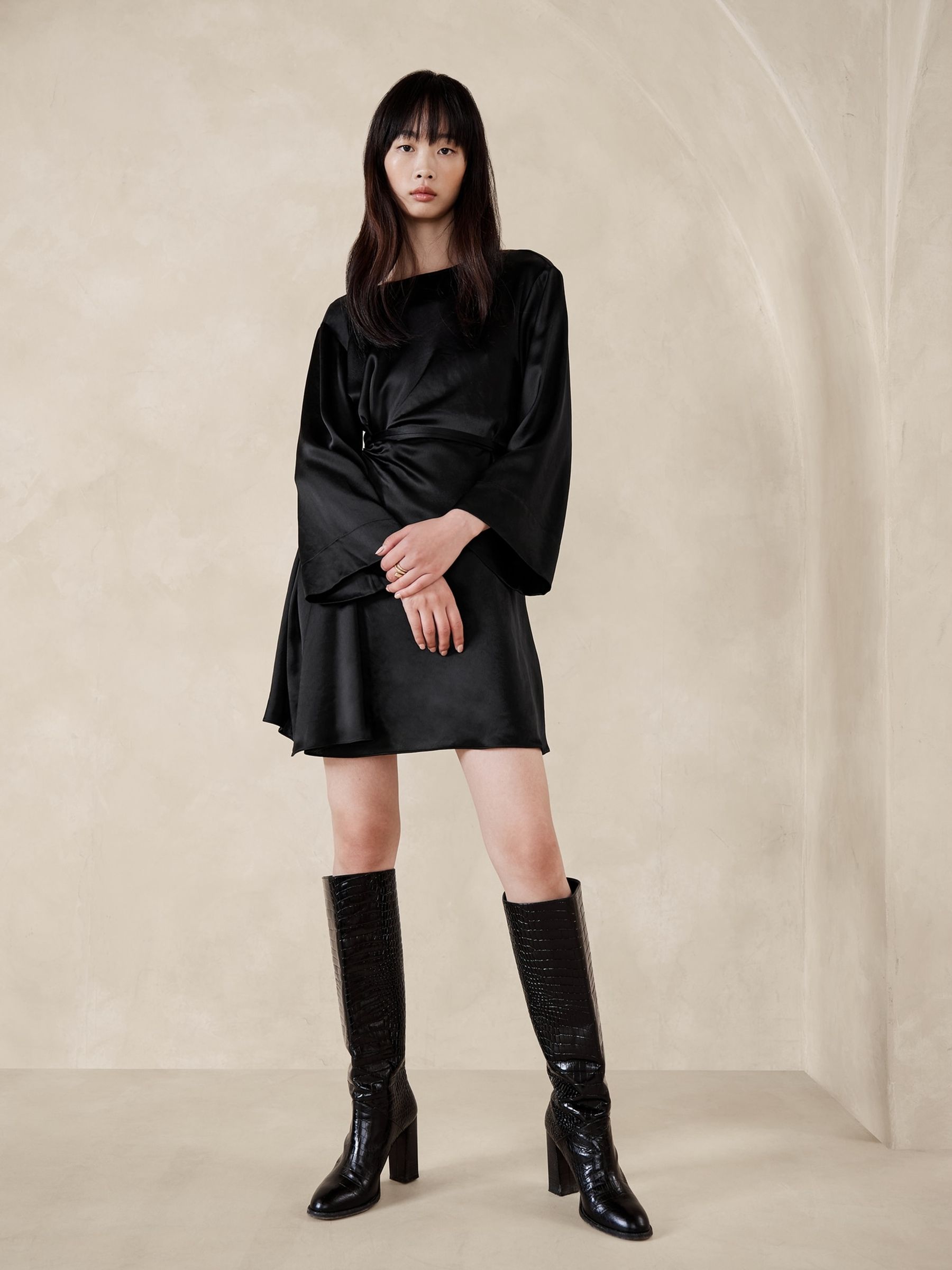 lace mesh mini dress self-portrait - Black Taffeta Lace Mini Dress