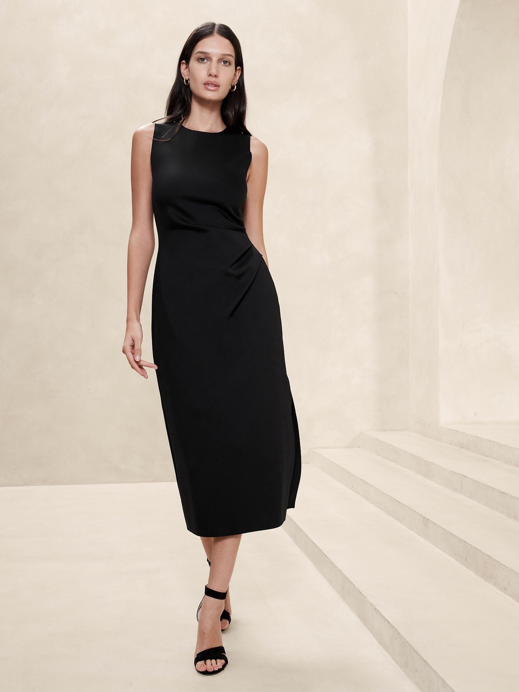 Banana Republic Black Hera Scuba Midi Dress - Image 1 of 5