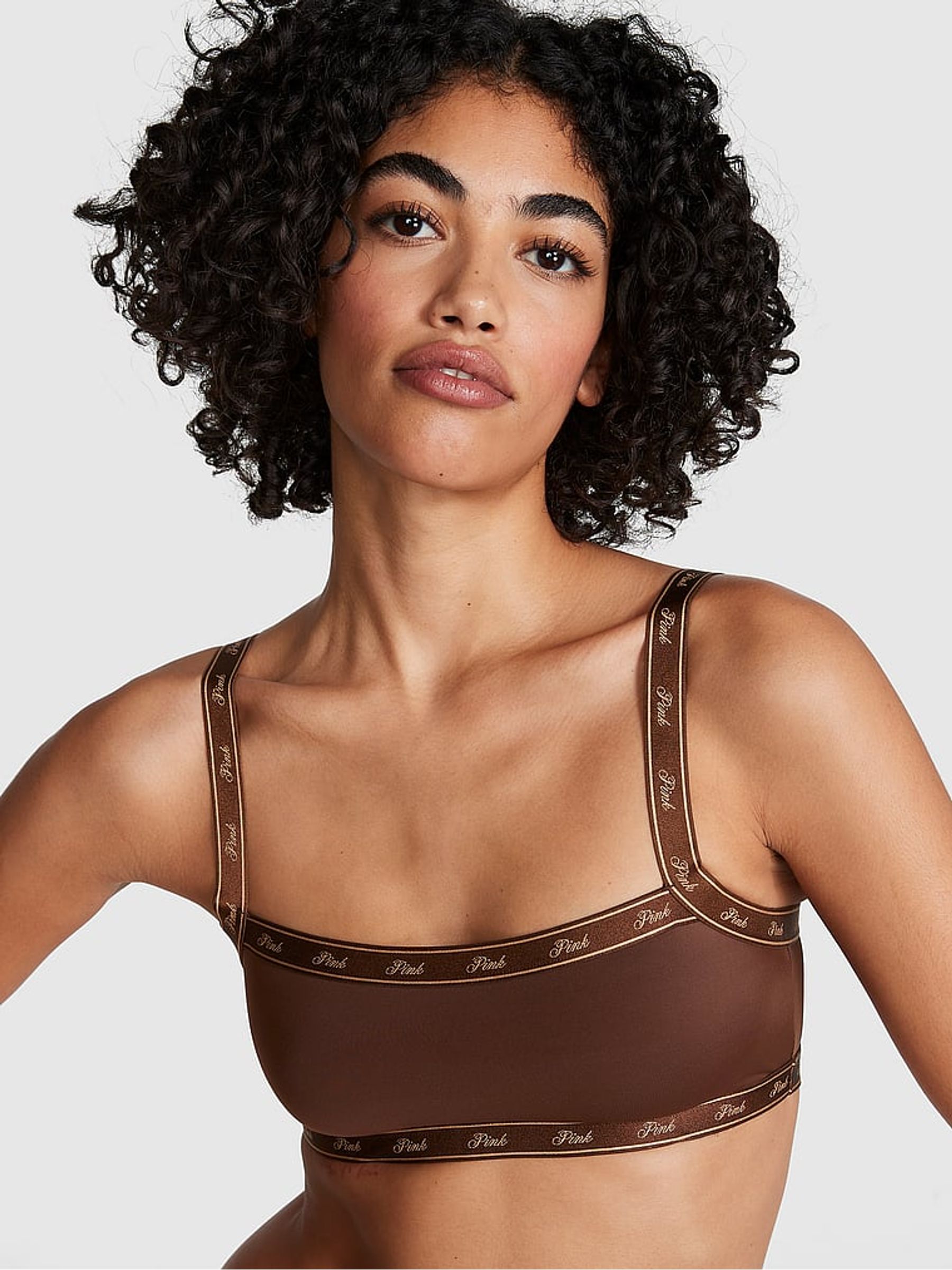 Nude Ganache Cotton Logo Bralette - Image 1 of 3