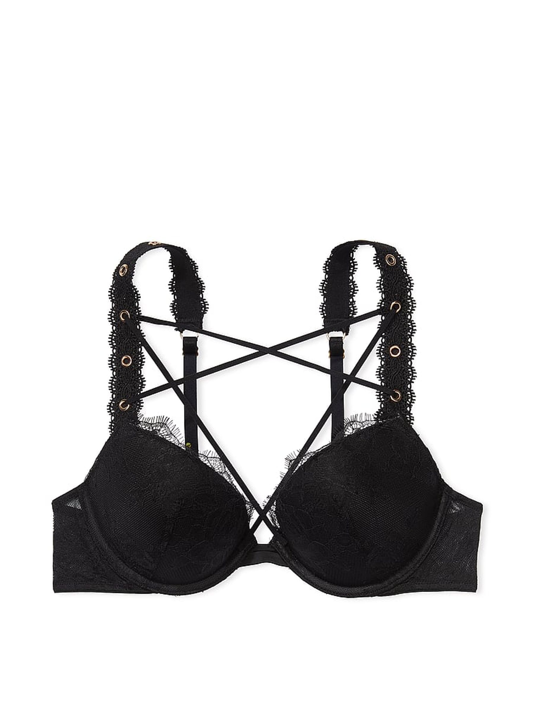 Black Push Up Eyelet Lace Bra - Image 3 of 4