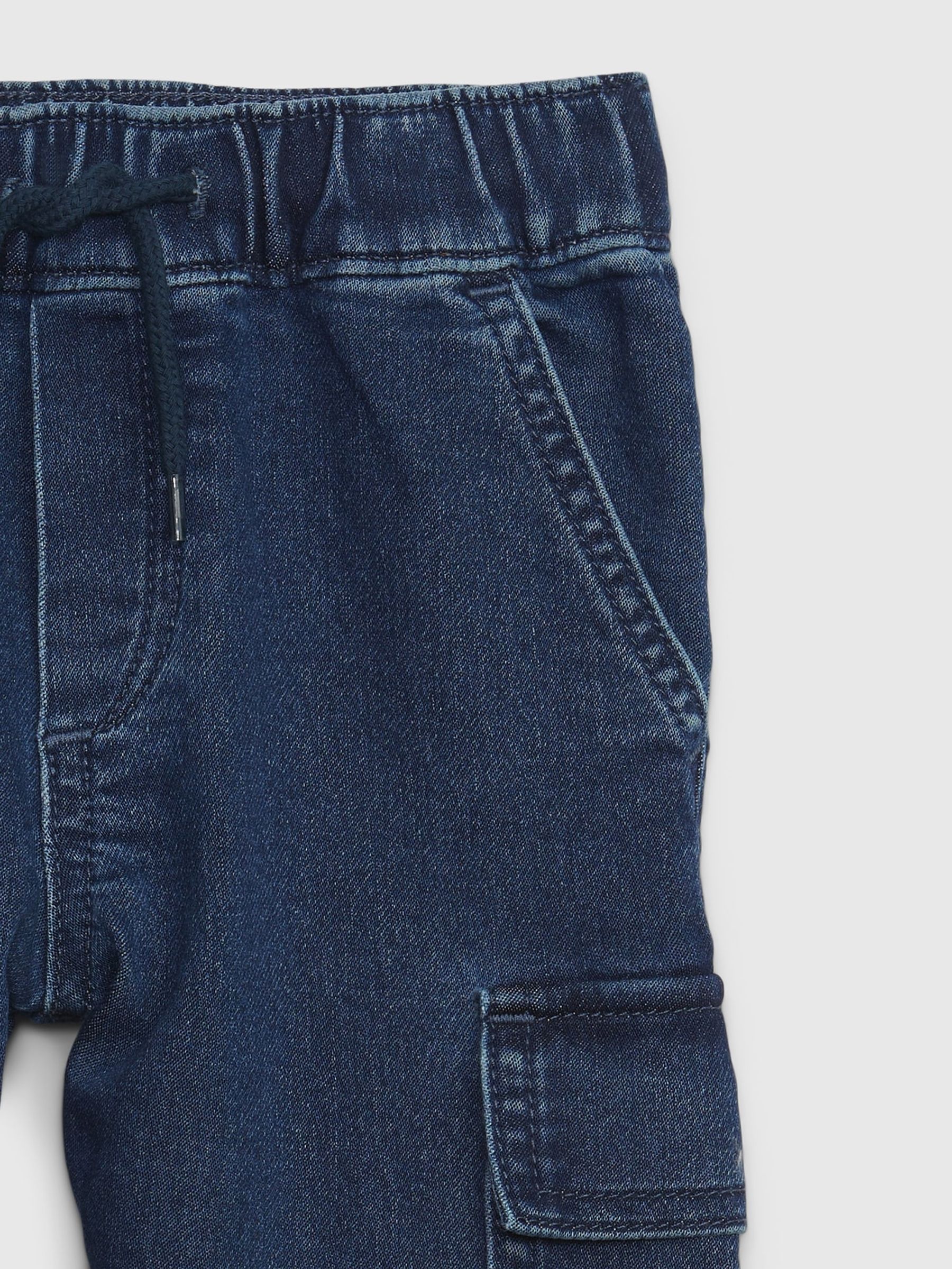 Blue Denim Cargo Joggers with Washwell (12mths-5yrs) - Image 3 of 3