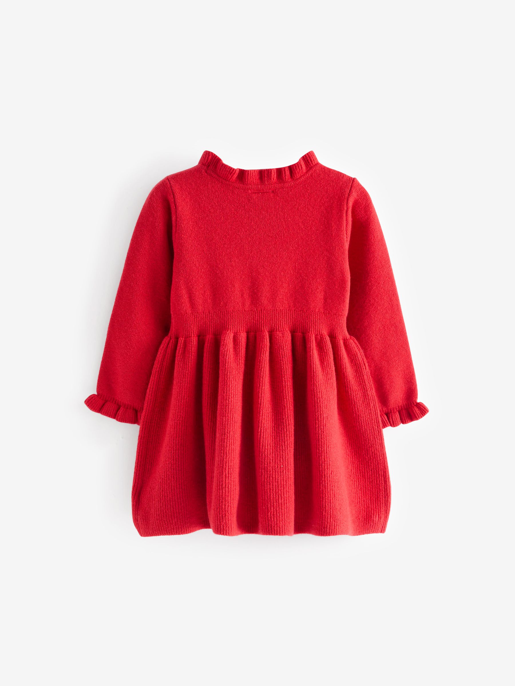 Red Crew Neck Long Sleeve Dress (12mths-5yrs) - Image 2 of 3