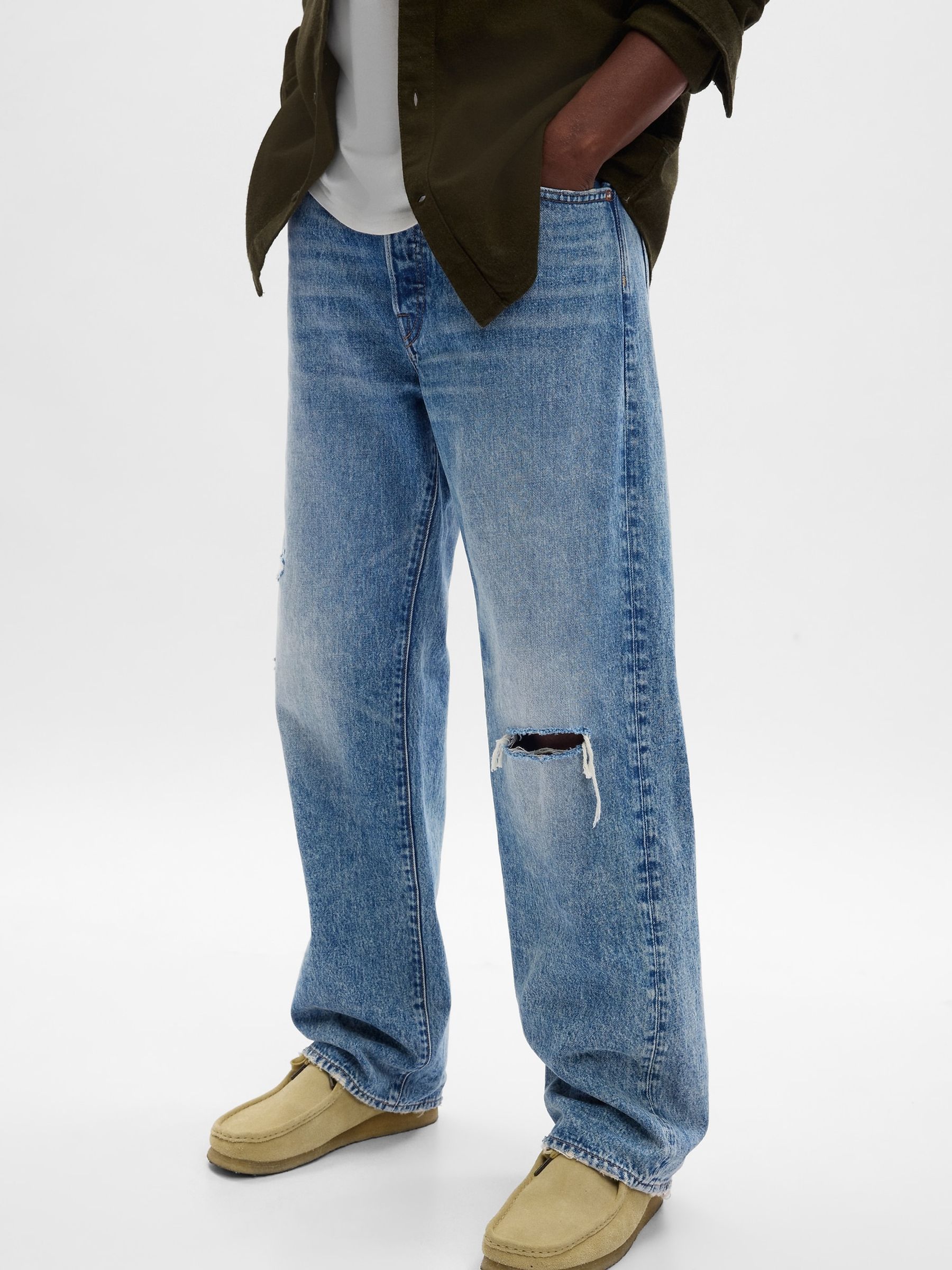 Light Wash Blue 90s Loose Organic Cotton Jeans - Image 3 of 4