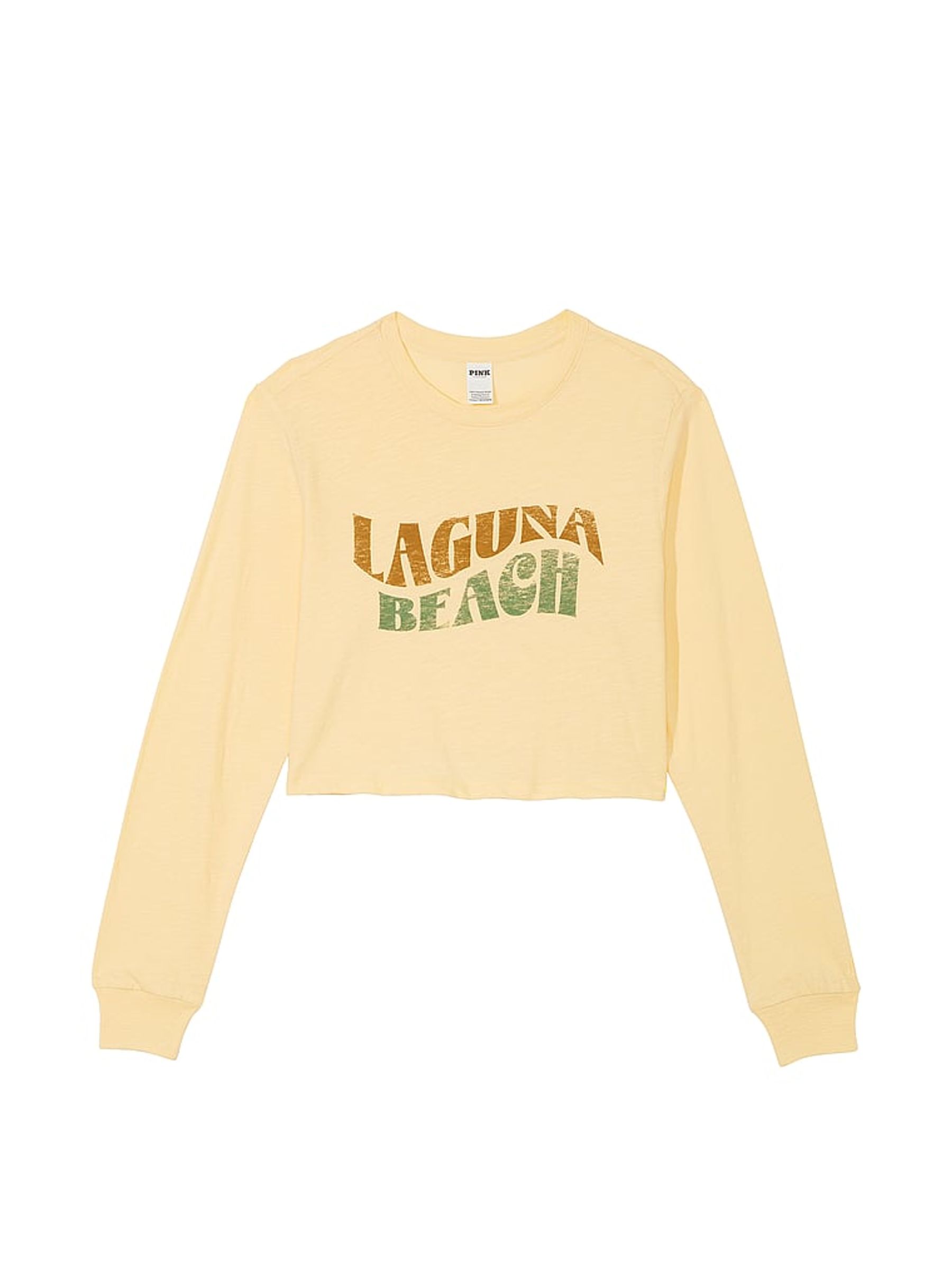 Honeysuckle Yellow Cotton Slub Cropped Boxy Long Sleeve T-Shirt - Image 3 of 3