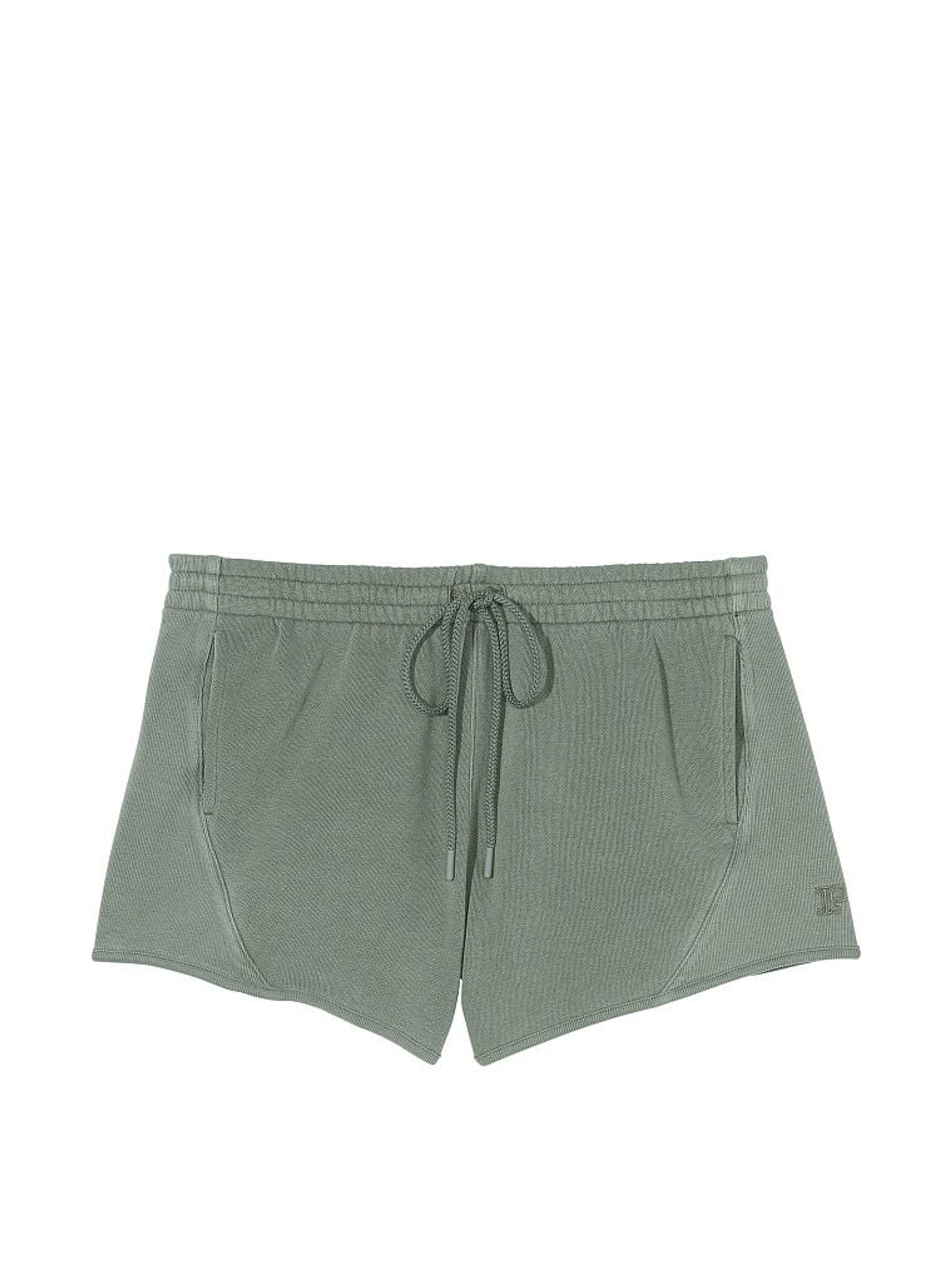 Fresh Forest Green Fleece Ribbed Cotton Shorts - Image 3 of 3