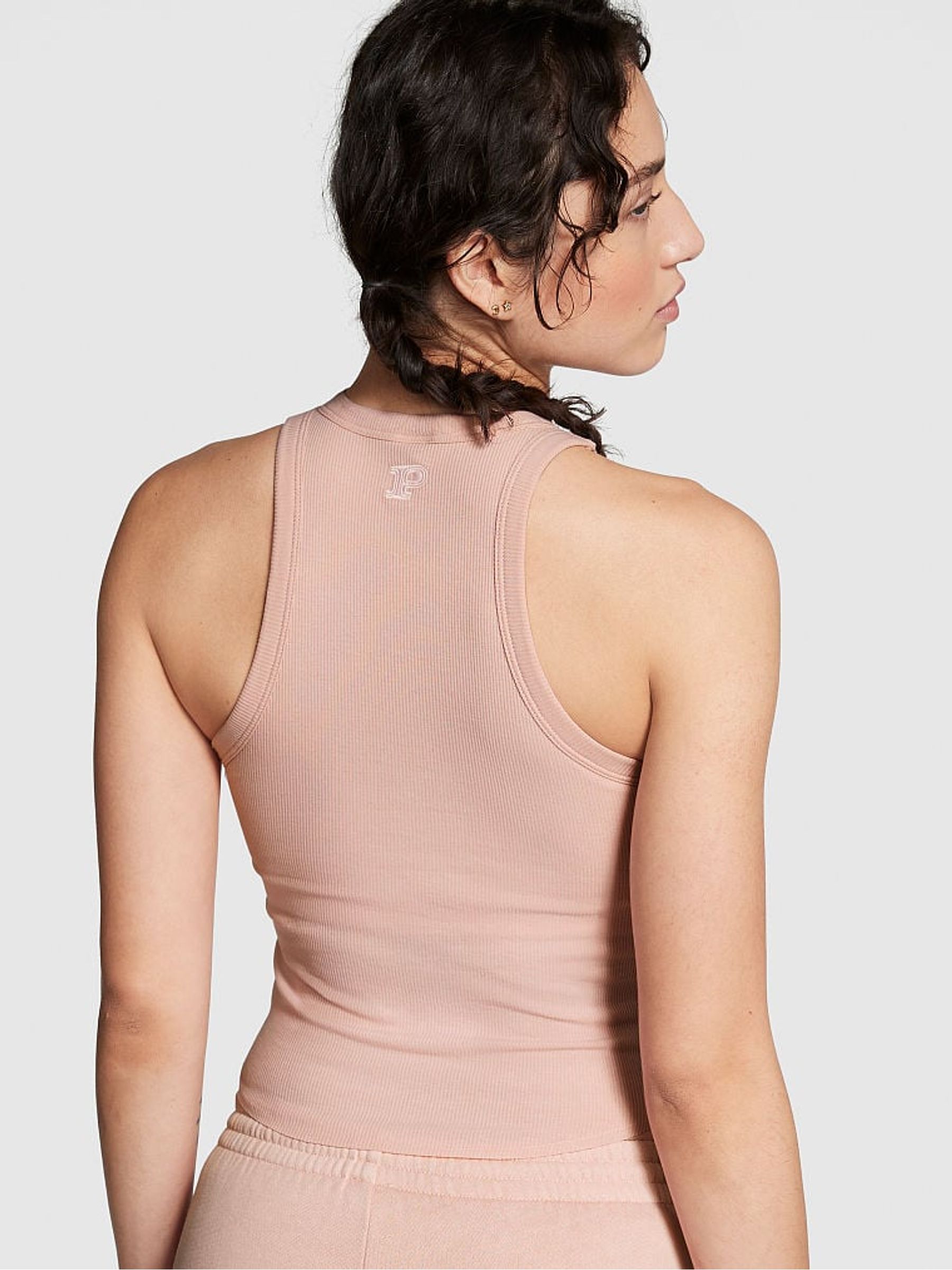 Wanna Be Pink High Neck Shrunken Rib Tank Top - Image 2 of 3