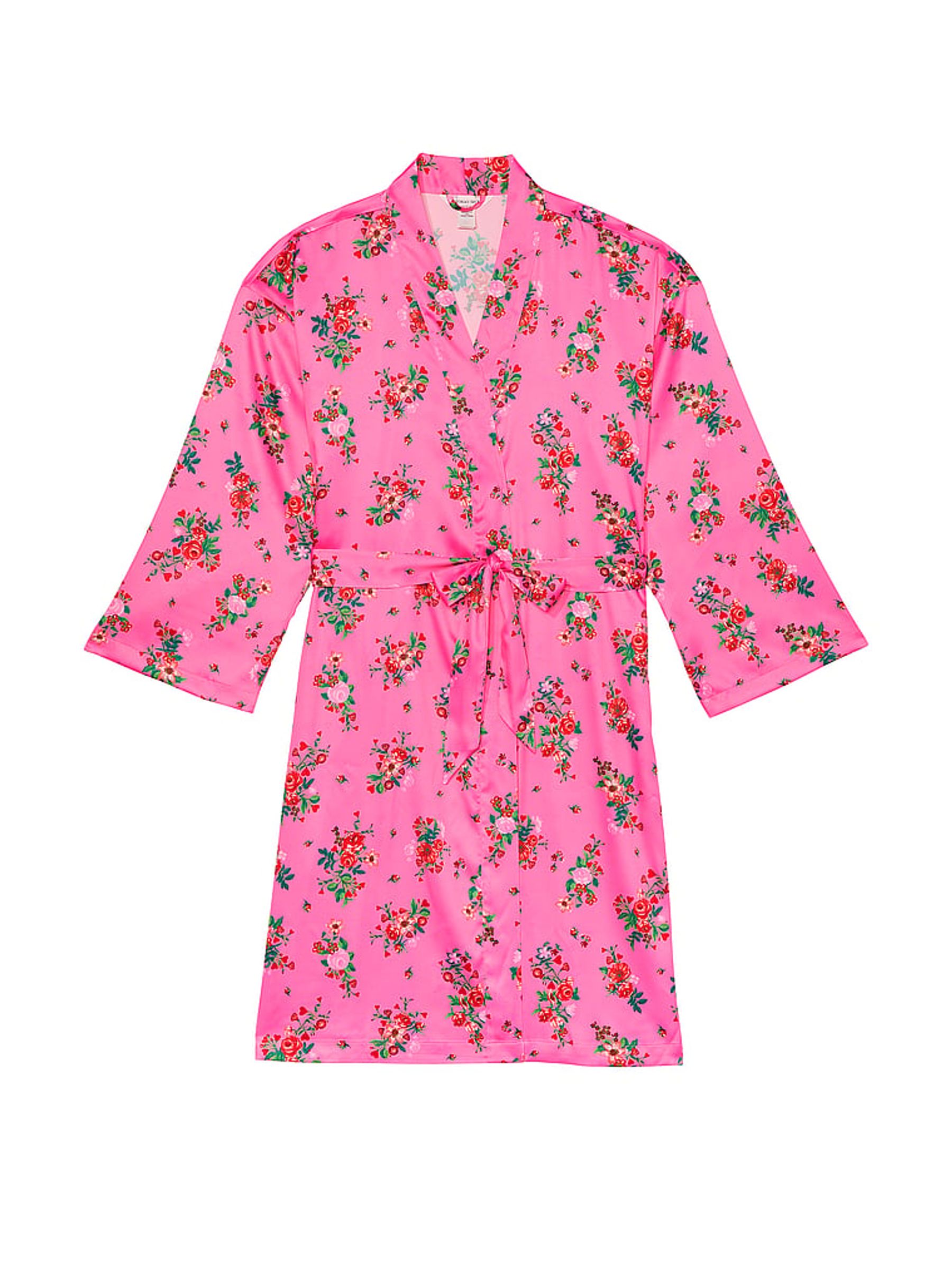 Lovely Bouquet Pink Satin Midi Robe - Image 3 of 3