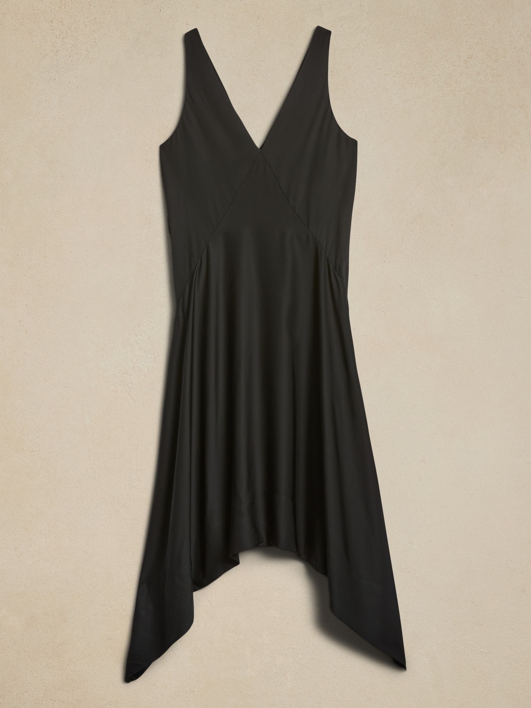 Banana Republic Black Rosella Satin Asymmetric Hem Dress - Image 4 of 4