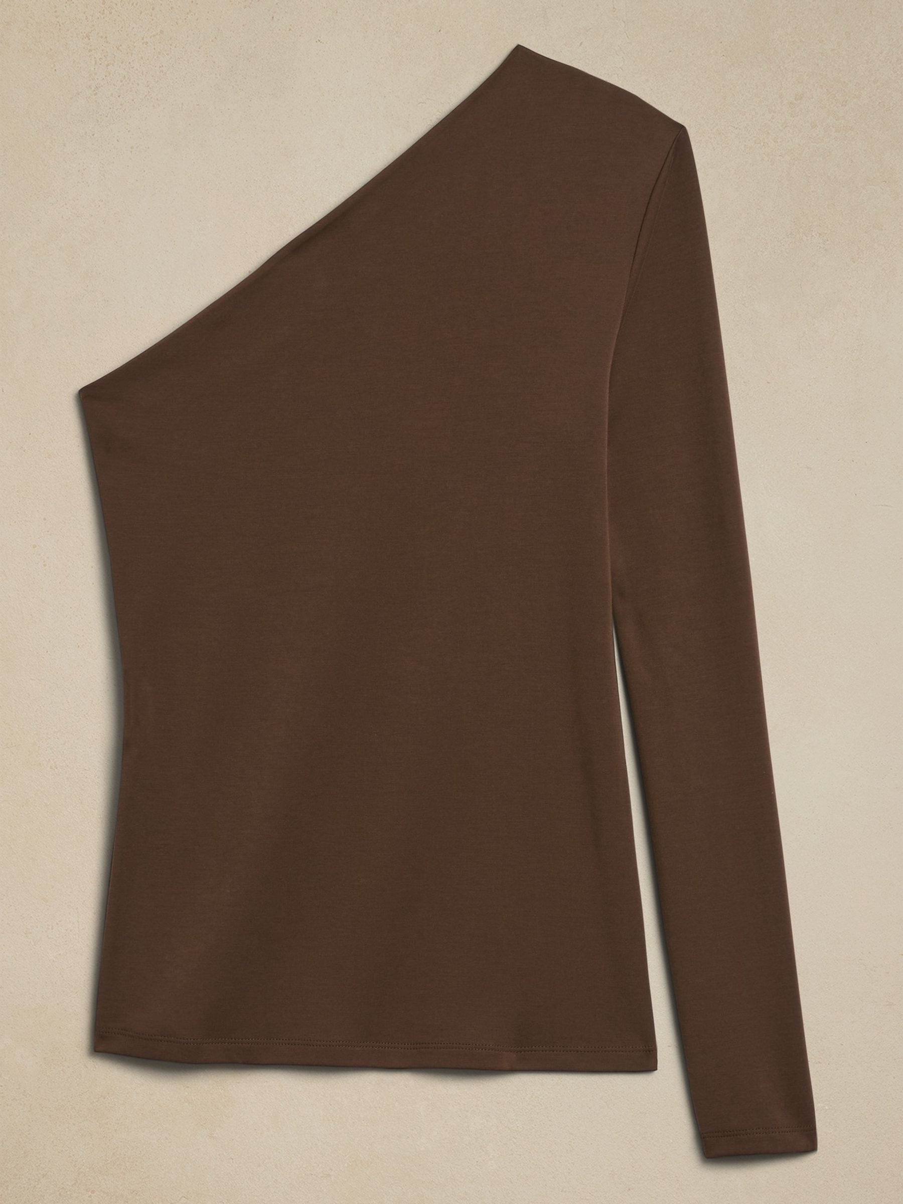 Banana Republic Brown Cotton-Modal One-Sleeve Top - Image 4 of 4