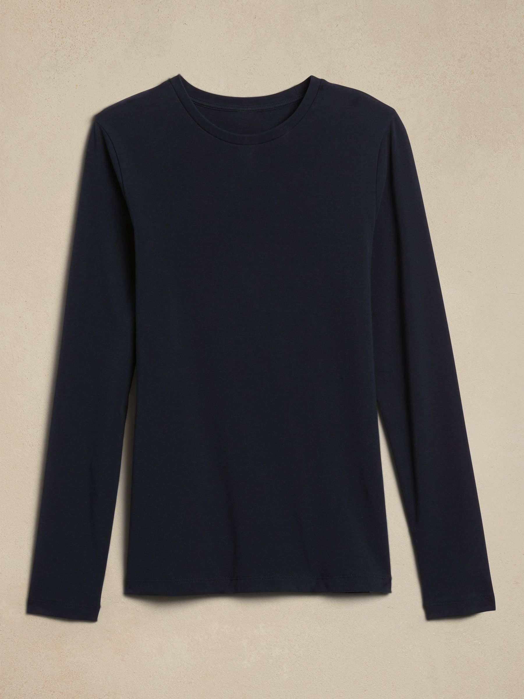 Banana Republic Navy Refined Crew Neck Long Sleeve Top - Image 4 of 4