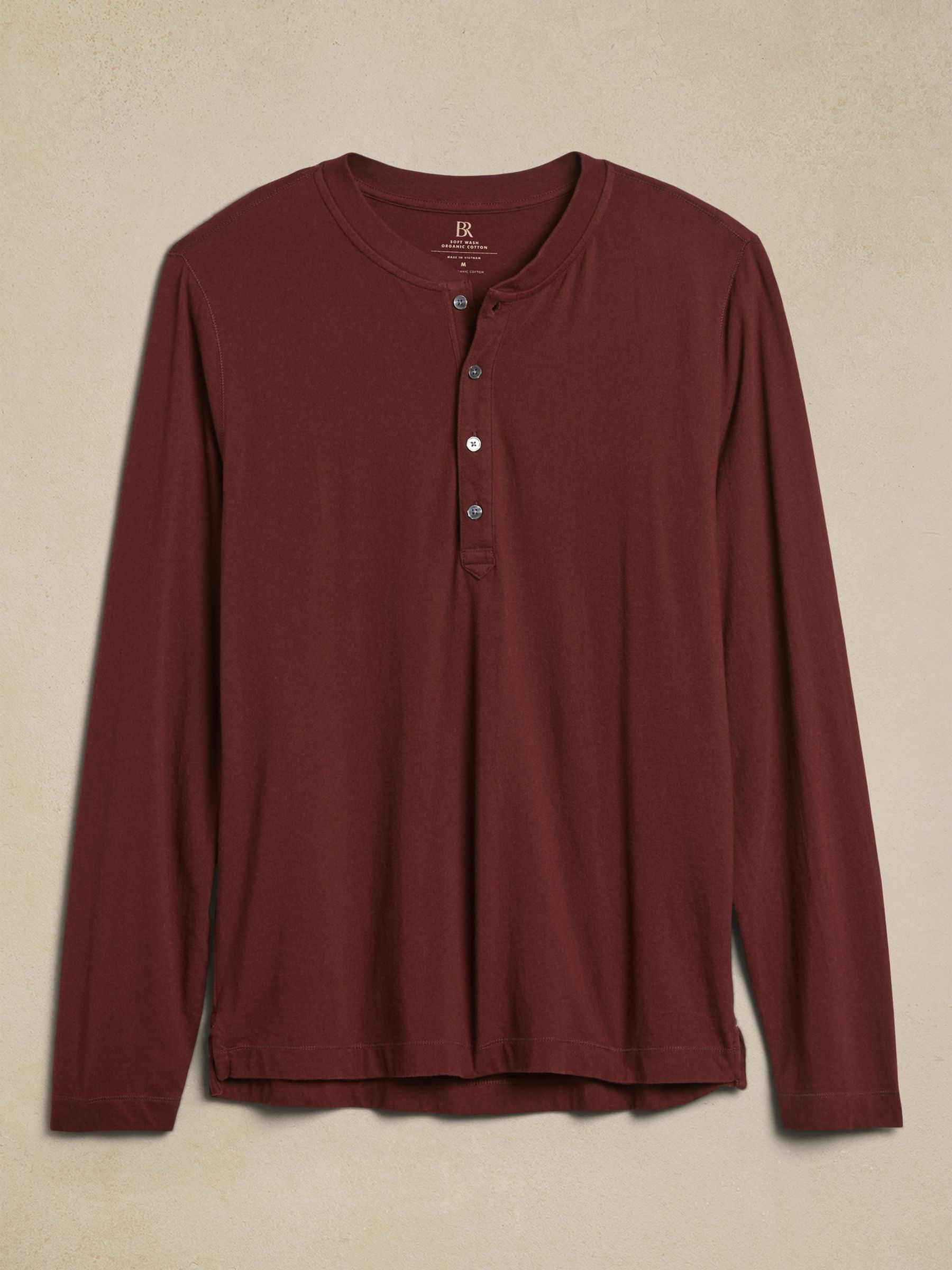 Banana Republic Red Soft Wash Henley Long Sleeve T-Shirt - Image 2 of 2