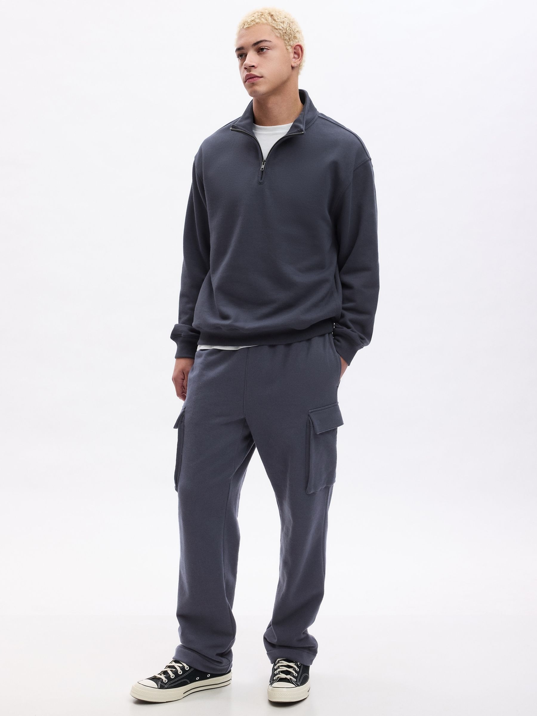 Blue Heavyweight Cargo Sweat Trousers - Image 1 of 4