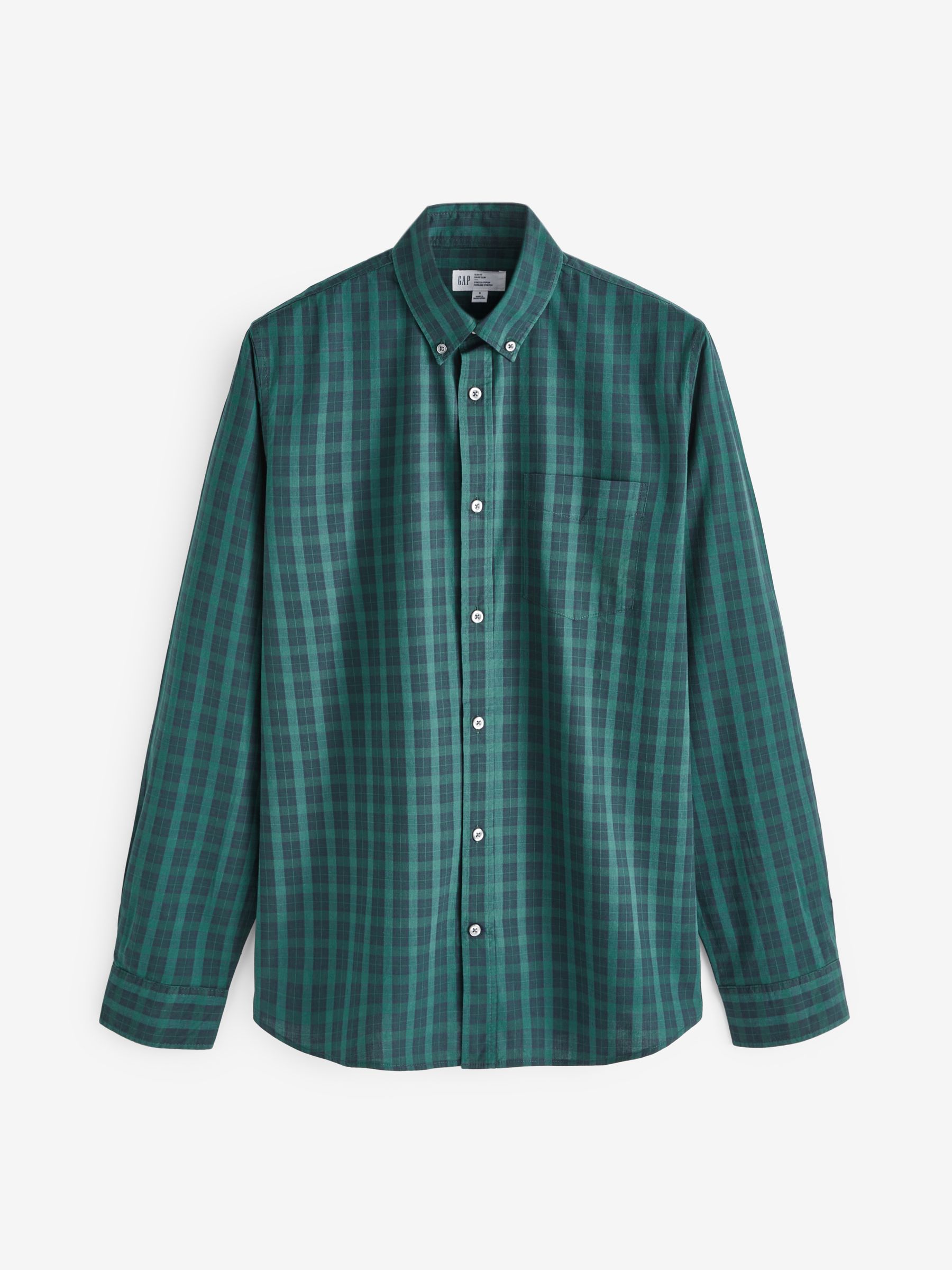 Dark Green Long Sleeve Pocket Button Up Shirt - Image 1 of 3
