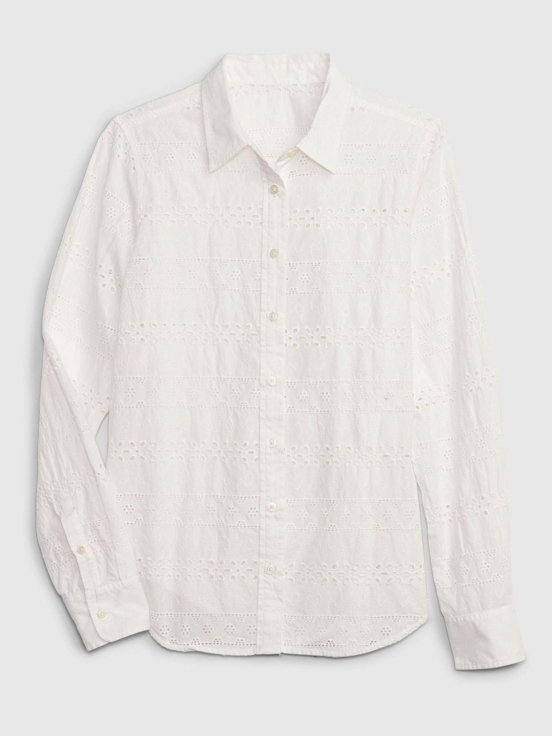 White Eyelet Perfect Long Sleeve Shirt - Image 4 of 4