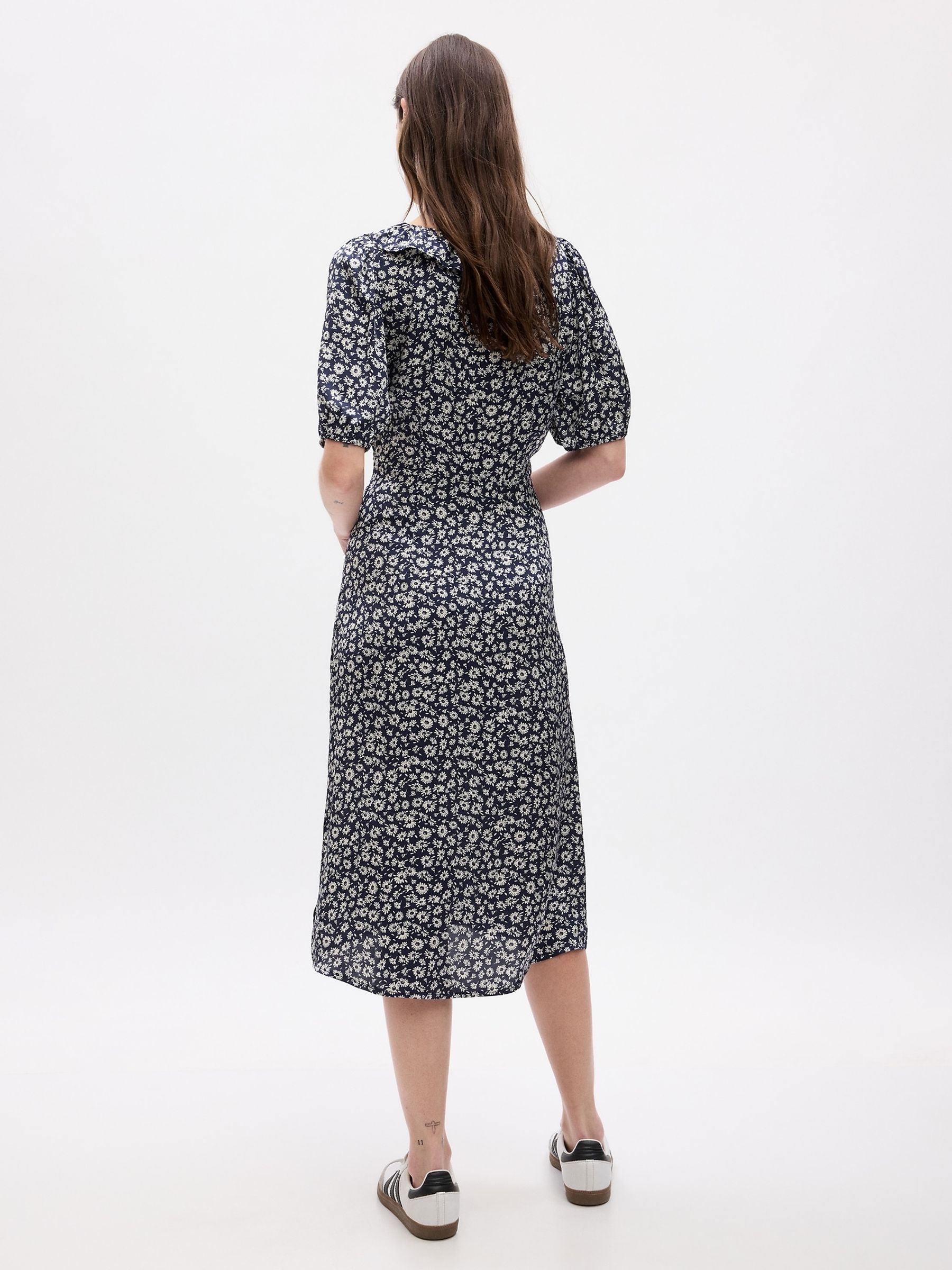 Blue Puff Mid Sleeve Ruffle Midi Dress - Image 2 of 2