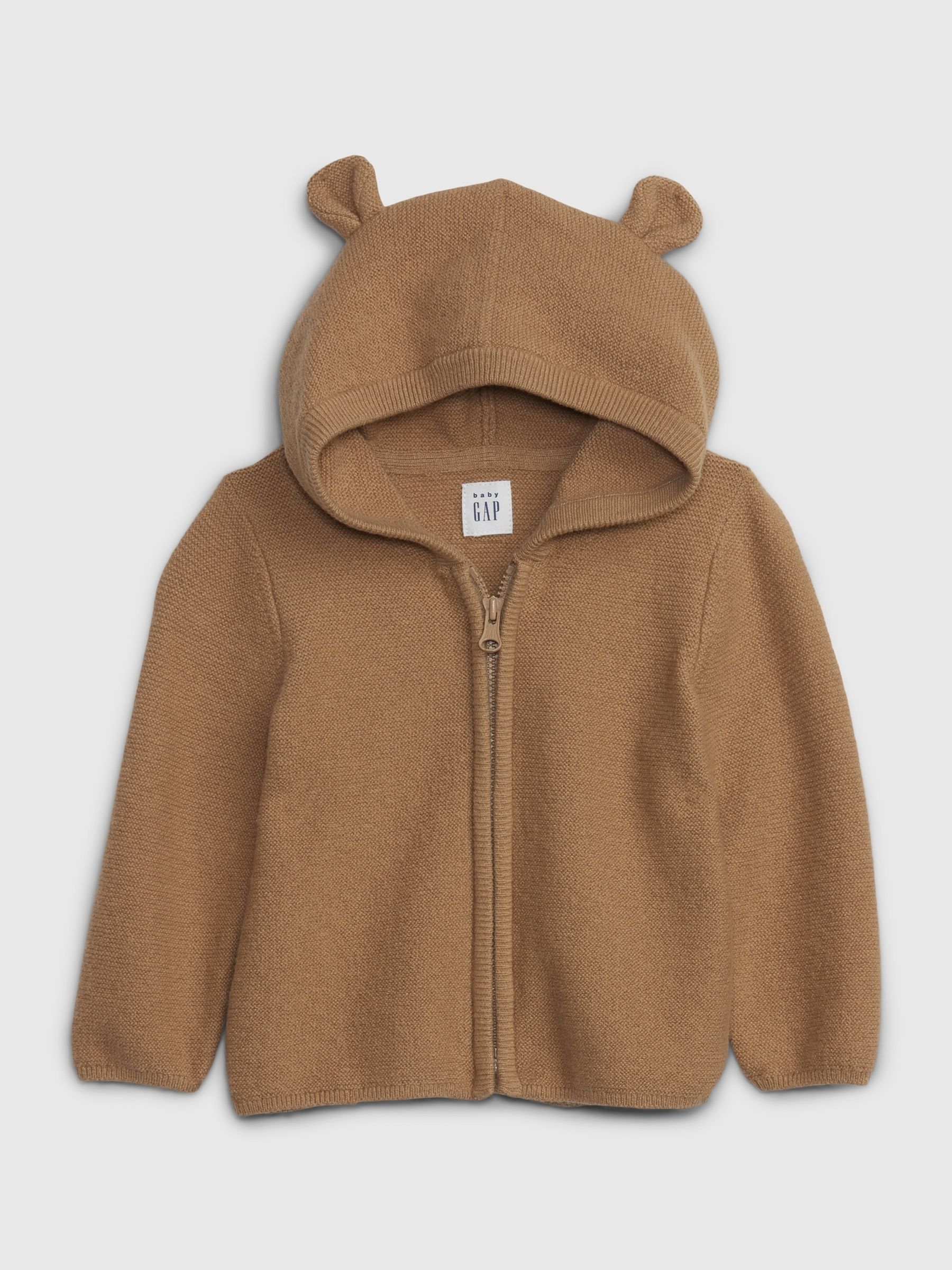Brown CashSoft Hooded Knit Zip Cardigan (Newborn - 24mths) - Image 1 of 1
