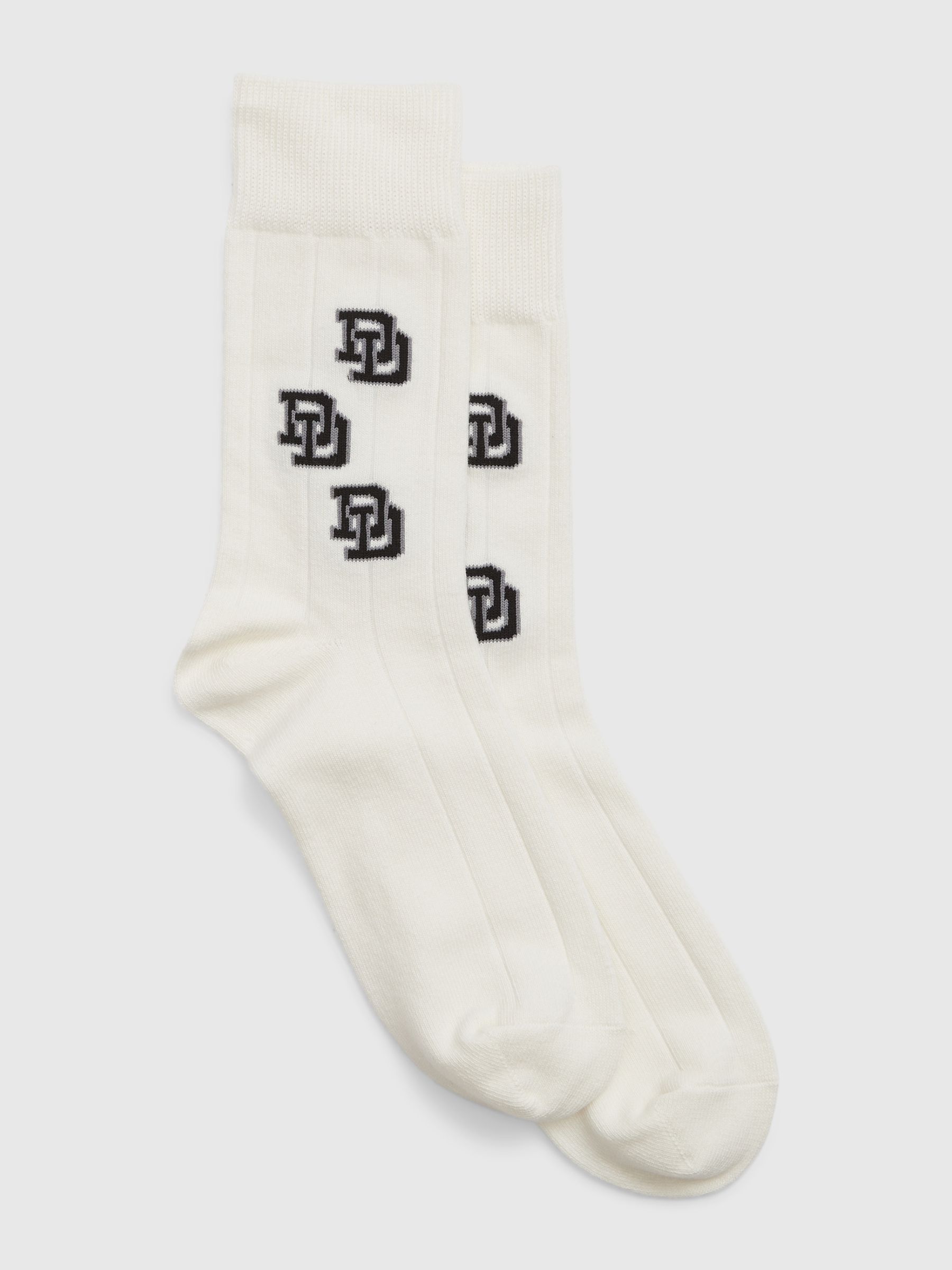 White Adults Dapper Dan Logo Crew Socks - Image 1 of 1
