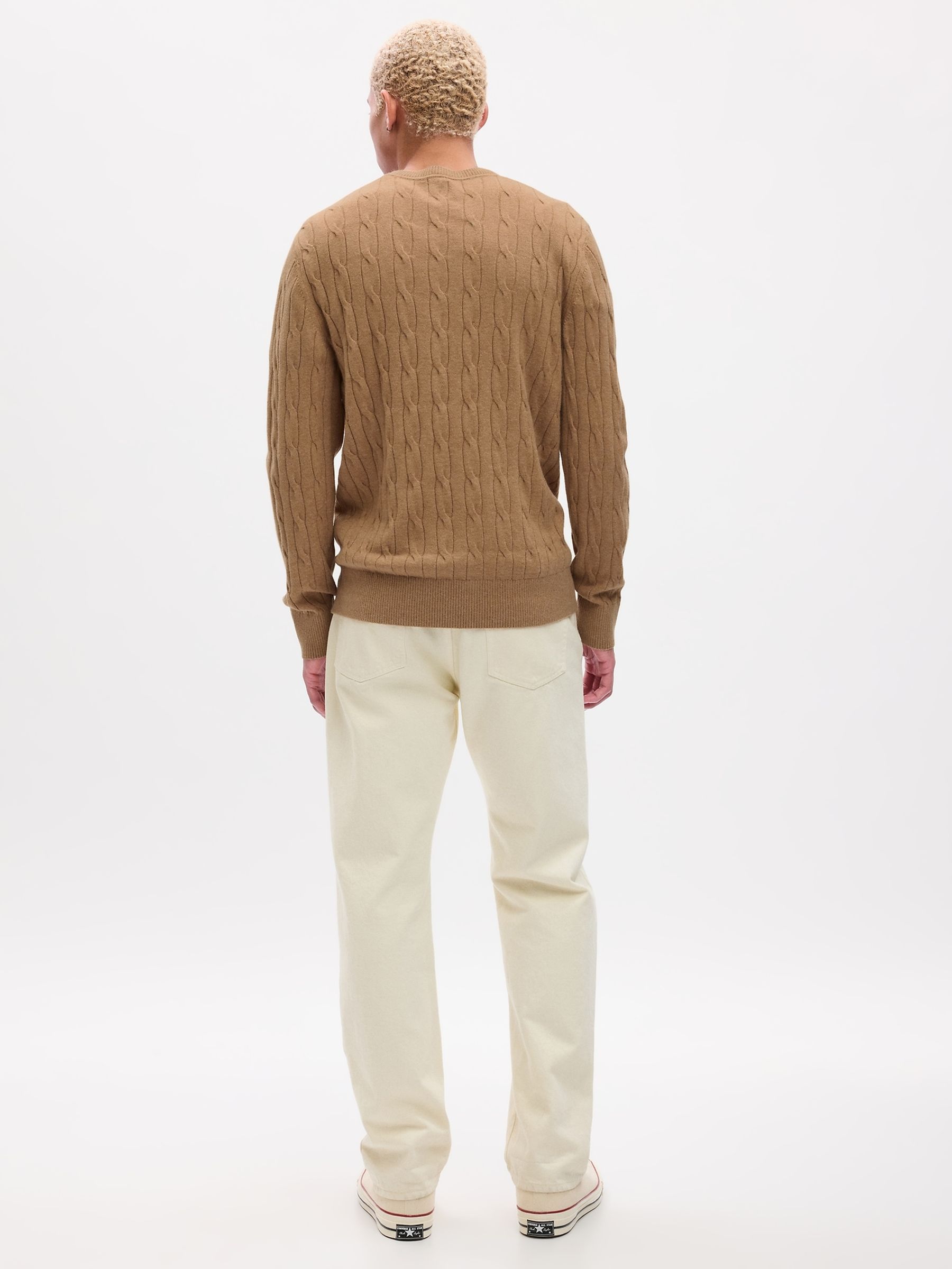 Brown CashSoft Crew Neck Cable Knit Long Sleeve Jumper - Image 2 of 3