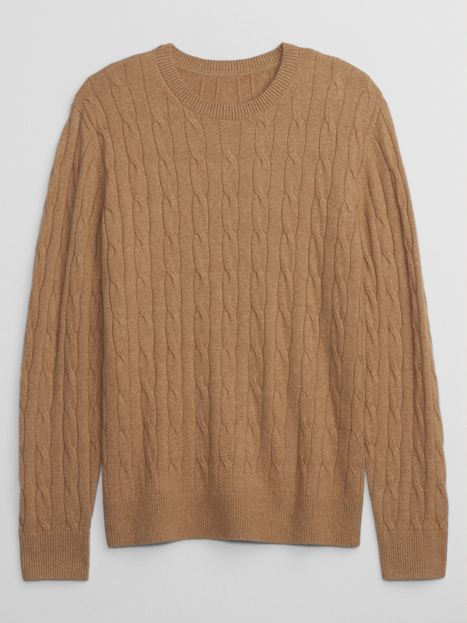 Brown CashSoft Crew Neck Cable Knit Long Sleeve Jumper - Image 3 of 3