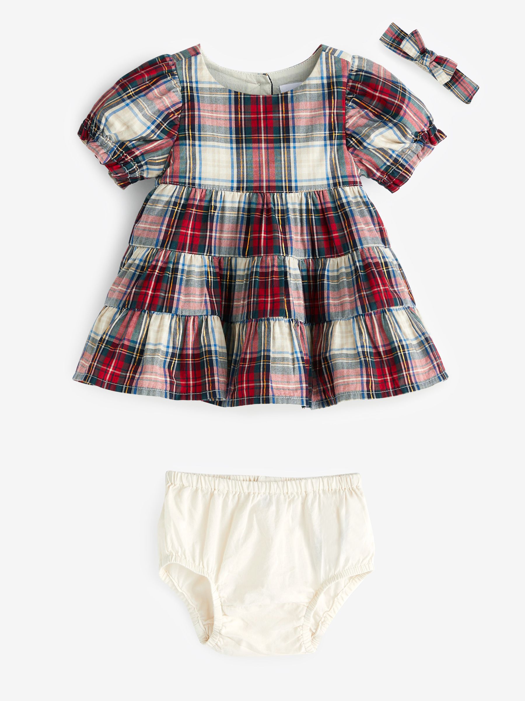 Red Short Sleeve Plaid Baby Dress (Newborn - 24mths) - Image 1 of 1